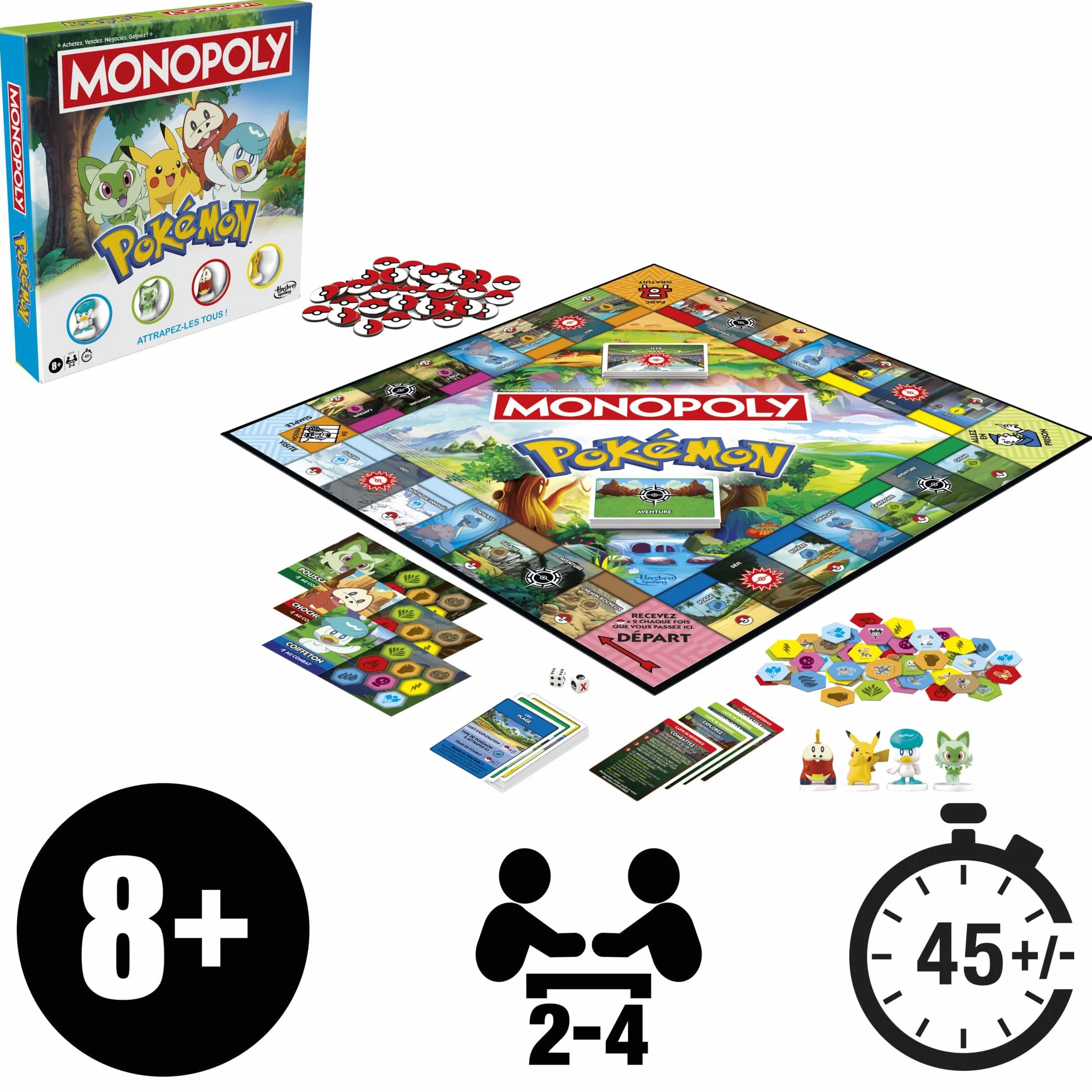 Monopoly édition Pokémon Jeu de Plateau 2 à 4 Joueurs 8 Ans Version française