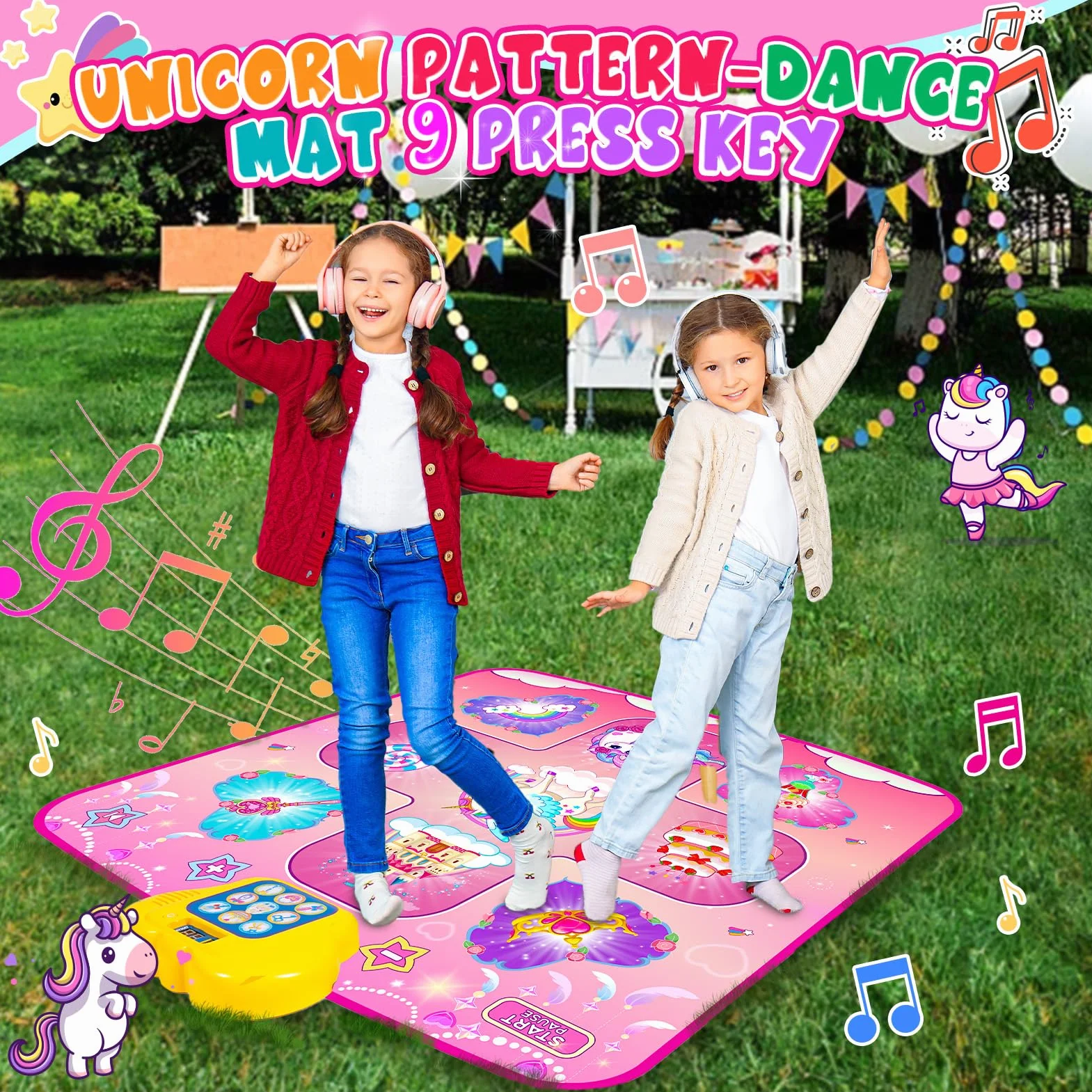 Tapis de Danse Licorne pour Filles 2-8 Ans, 5 Niveaux de Danse, Cadeau Anniversaire Noël