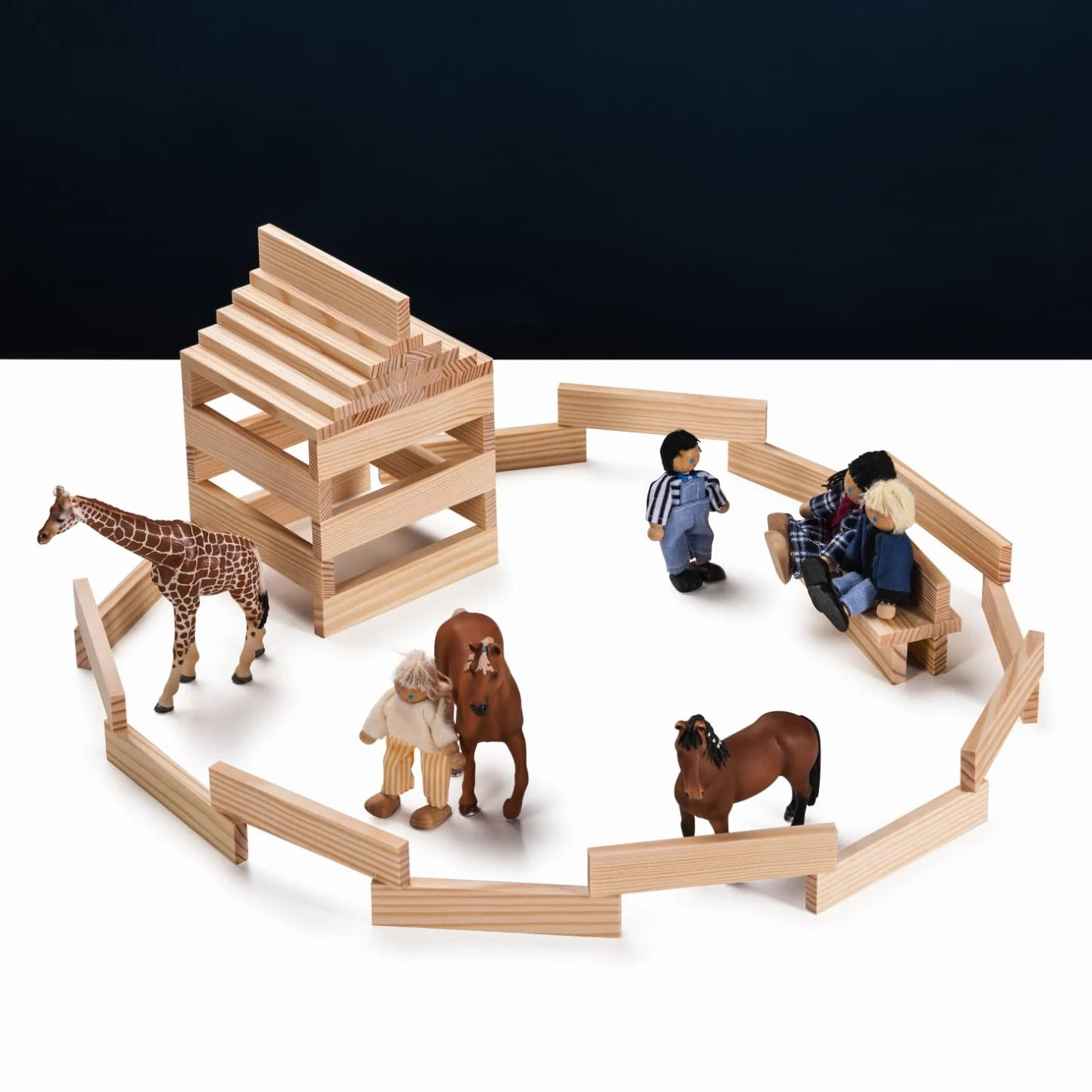 Jeux de Construction en Bois 220 Planchettes Pin Non Traité Cubes à Empiler Enfant
