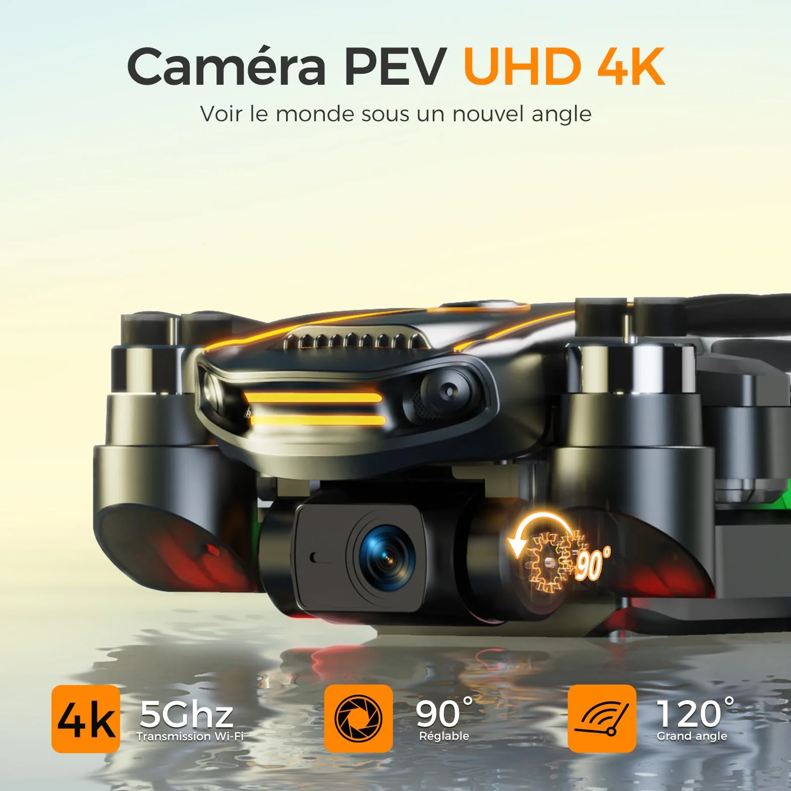 Drone GPS 4K Professionnel pour Adultes avec Caméra, Radiocommande Écran, FPV Pliable, Moteur sans Balais, QuickShots, Longue durée de vol, Moins de 249g C0