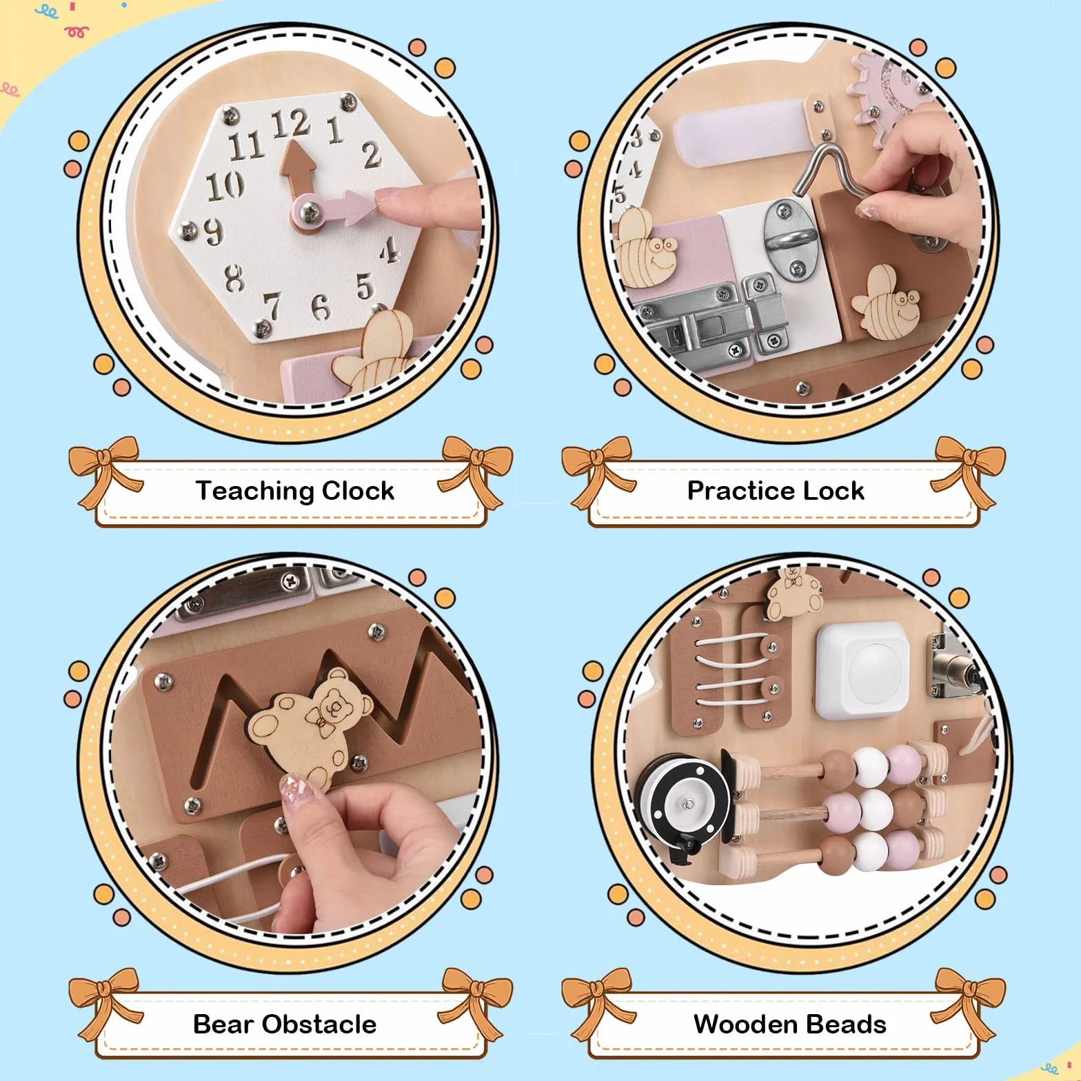 Busy Board Tableau Activité Montessori Jouets en Bois Sensorielle pour Tout-Petits