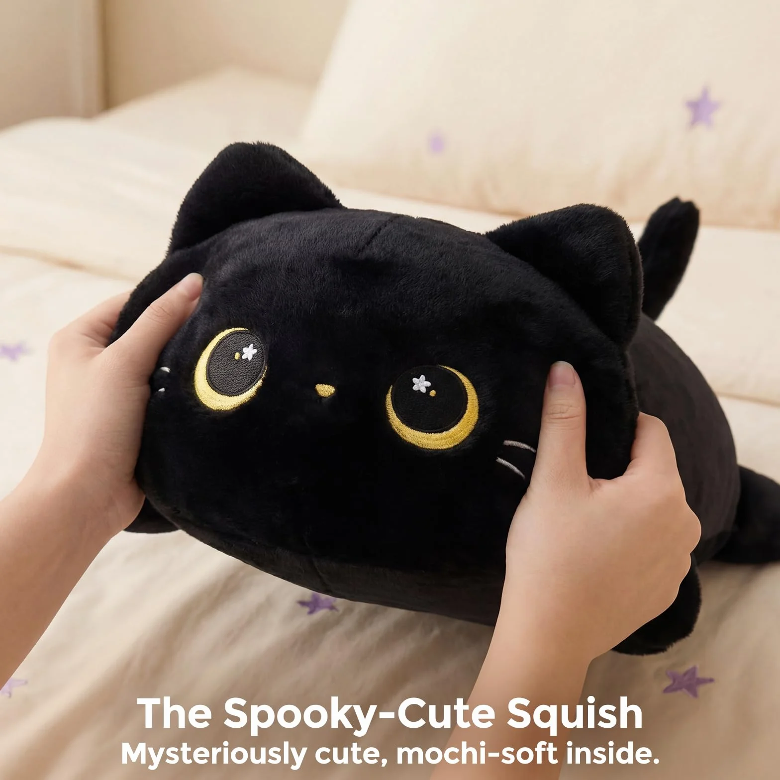 Mewaii Peluche Chat Mignonne 13 Pouces, Oreiller Kawaii Chat Noir, Coussin Doux Enfants