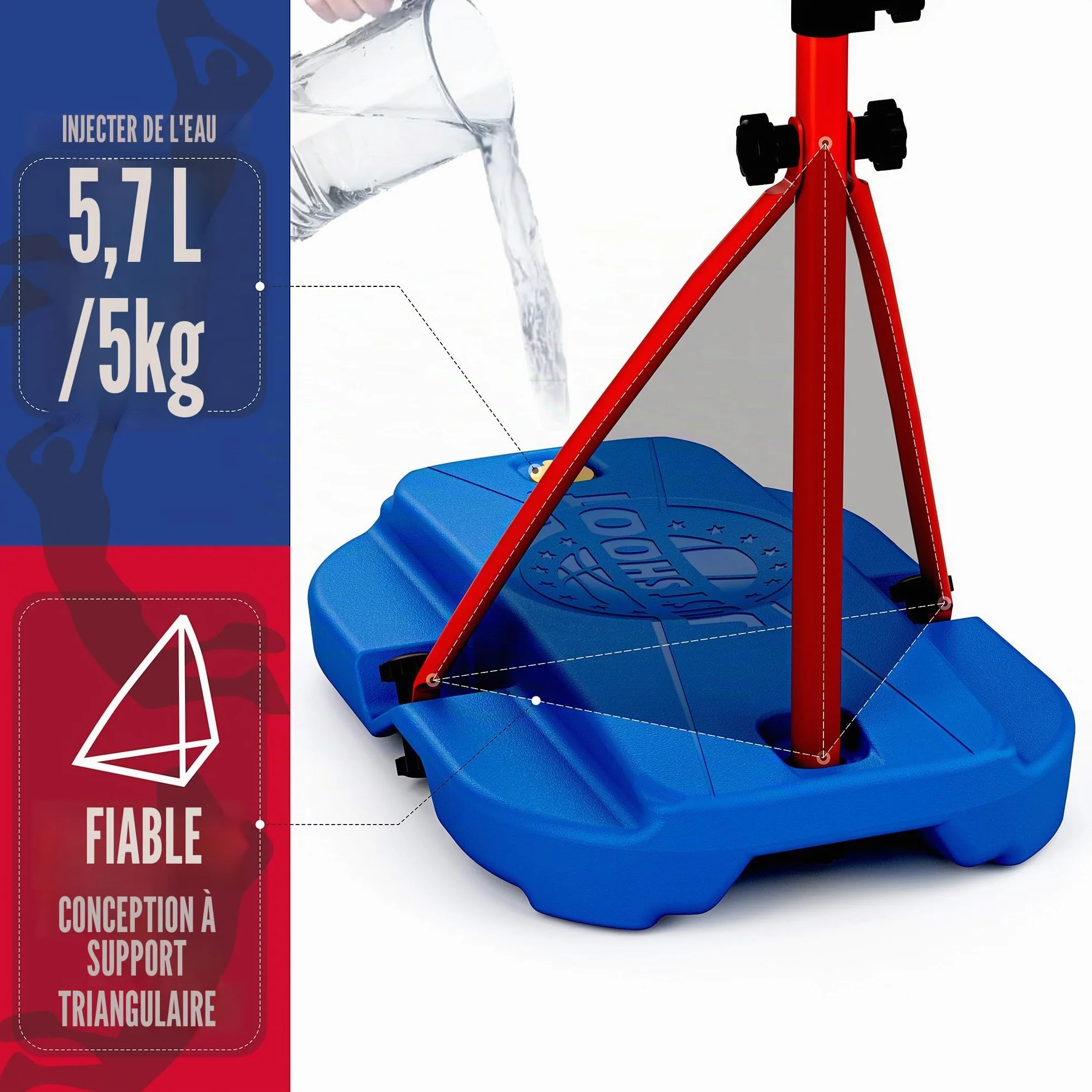 Panier de Basket-Ball avec Support, Hauteur réglable 110-190 cm, Jouet extérieur et intérieur pour Enfants