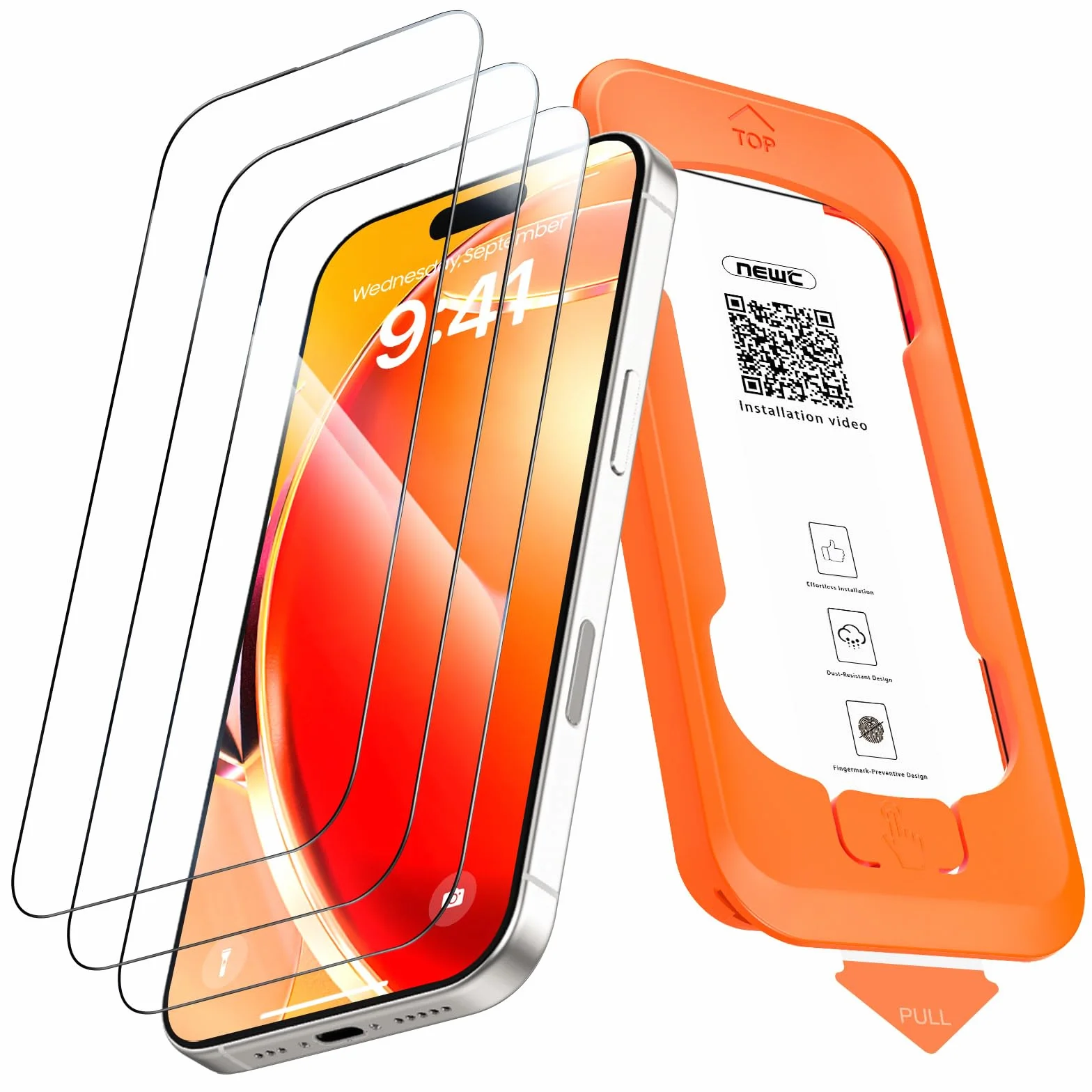 NEW'C Lot de 3 Verre Trempé pour iPhone 17 Pro 16 Pro (6,3 Pouces) Film Protection écran