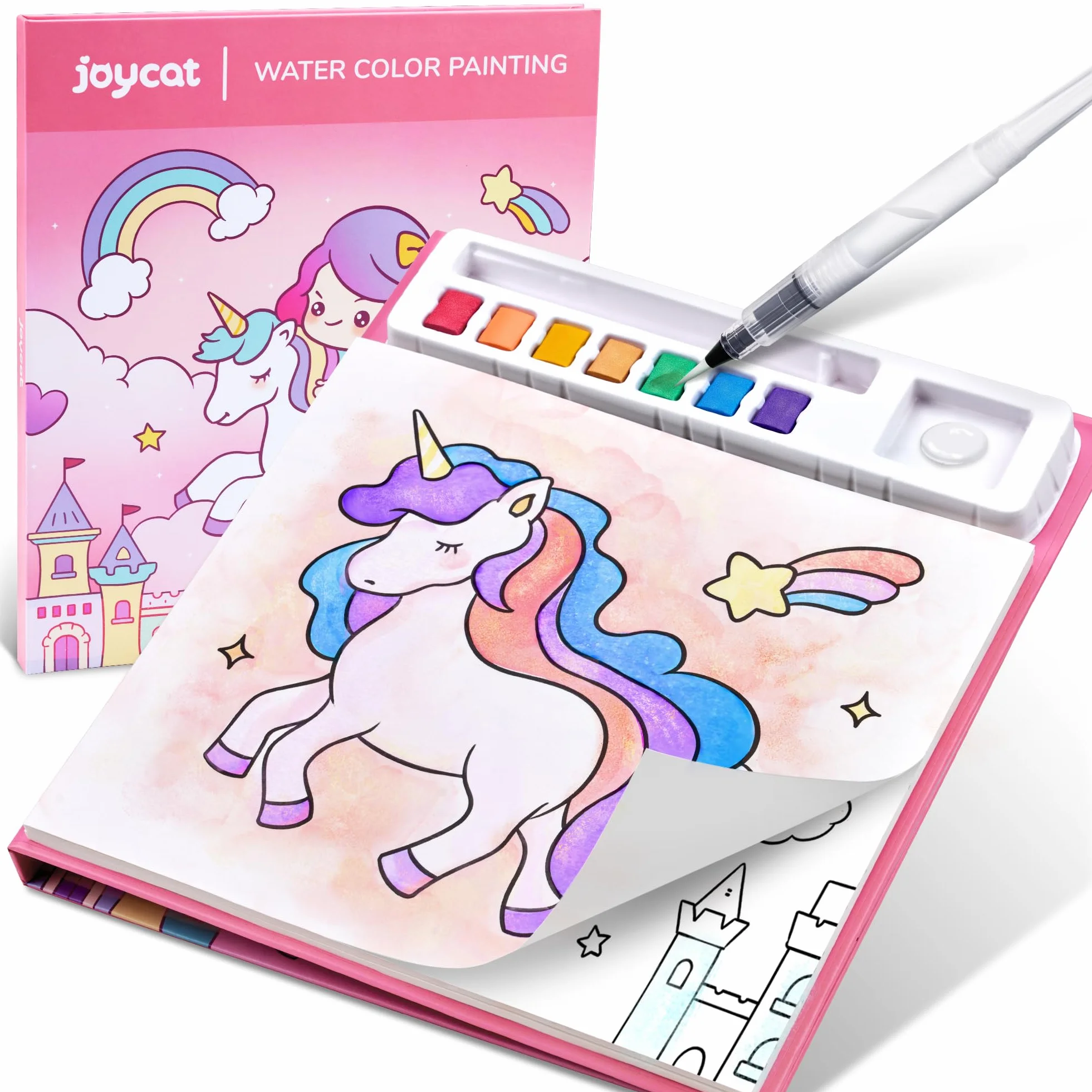 JoyCat Livre de coloriage peintures à l'eau pour tout-petits 3-8 ans, kit peinture aquarelle, jouet éducatif cadeau anniversaire