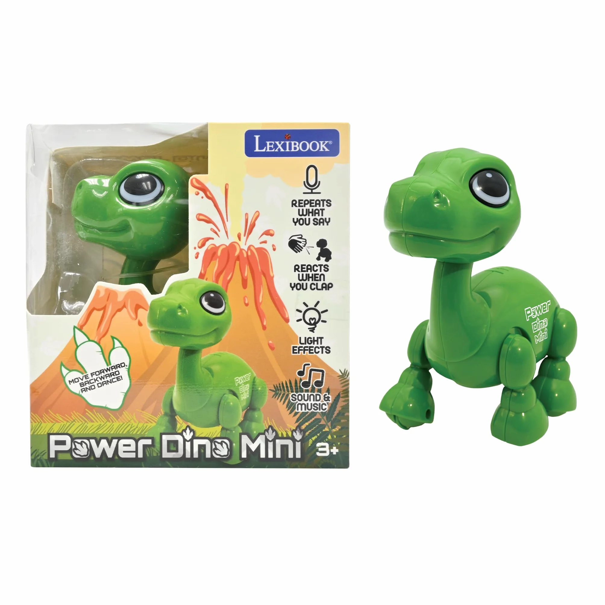 Lexibook Power Dino Mini Robot Dinosaure avec Sons, Musique et Effets Lumineux, ROB02DINO