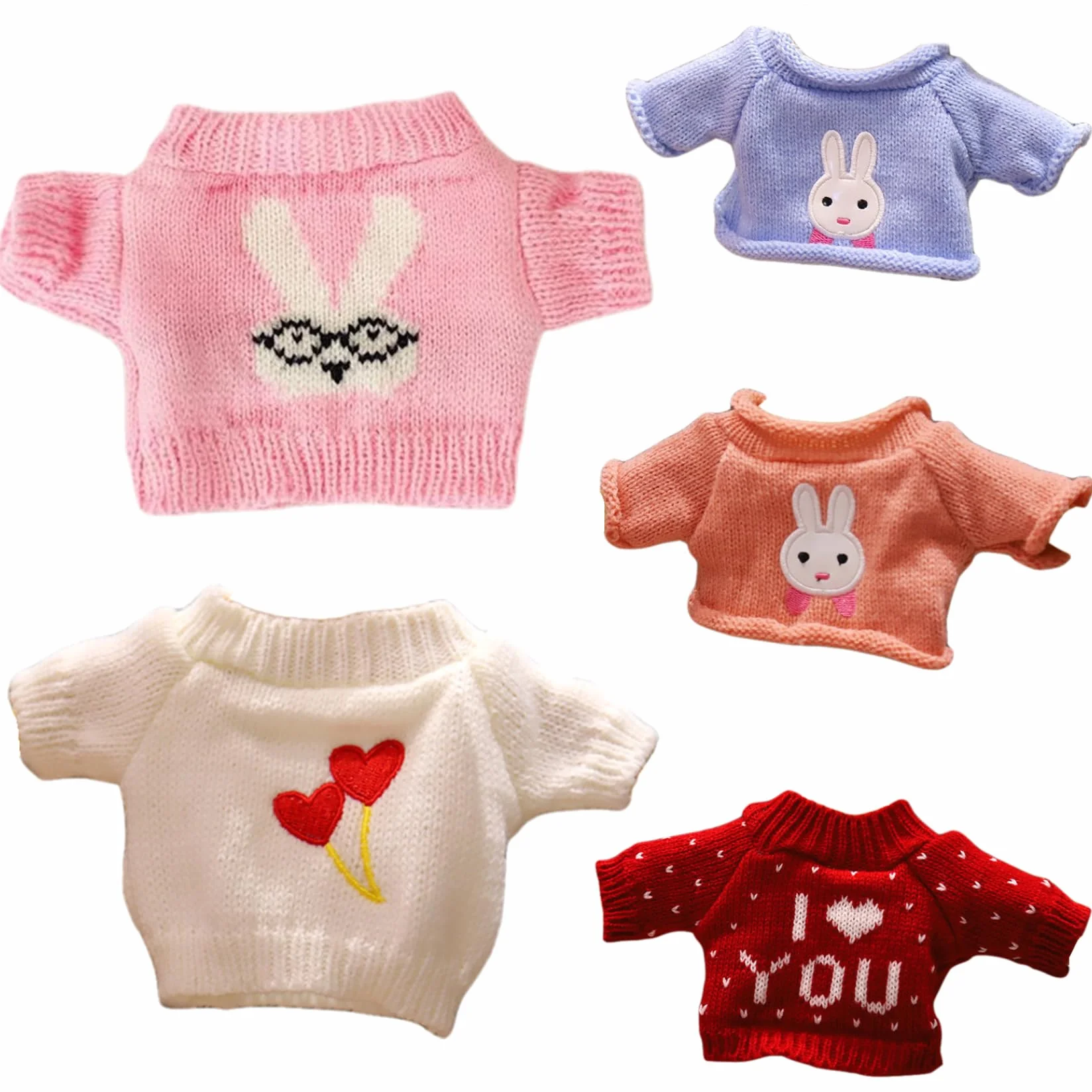 Lot de 5 Vêtements pour Ours en Peluche, Pull 20-30 cm, Animaux Mignons