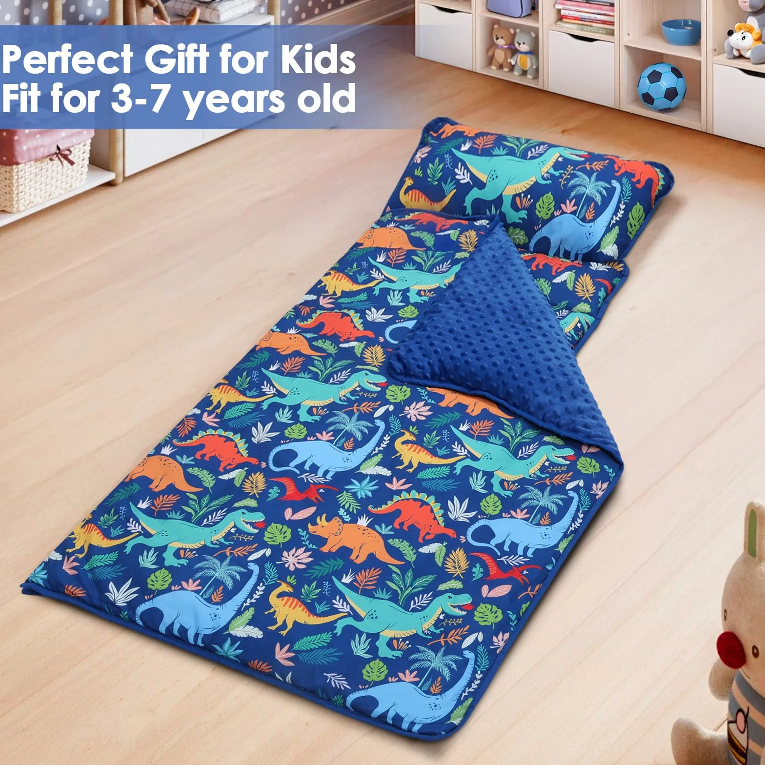 Tapis de Sieste Enfants avec Oreiller et Couverture Amovibles Sac de Couchage 2 en 1 Très Épais pour Garçons et Filles
