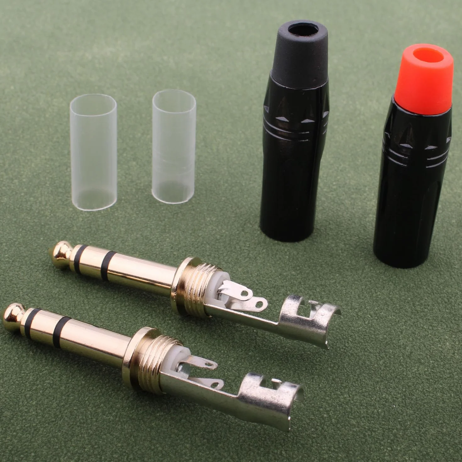 RUNCCI-YUN 6.35mm TRS Jack stéréo Audio Souder Connecteur plaqué or pour câbles guitare microphone