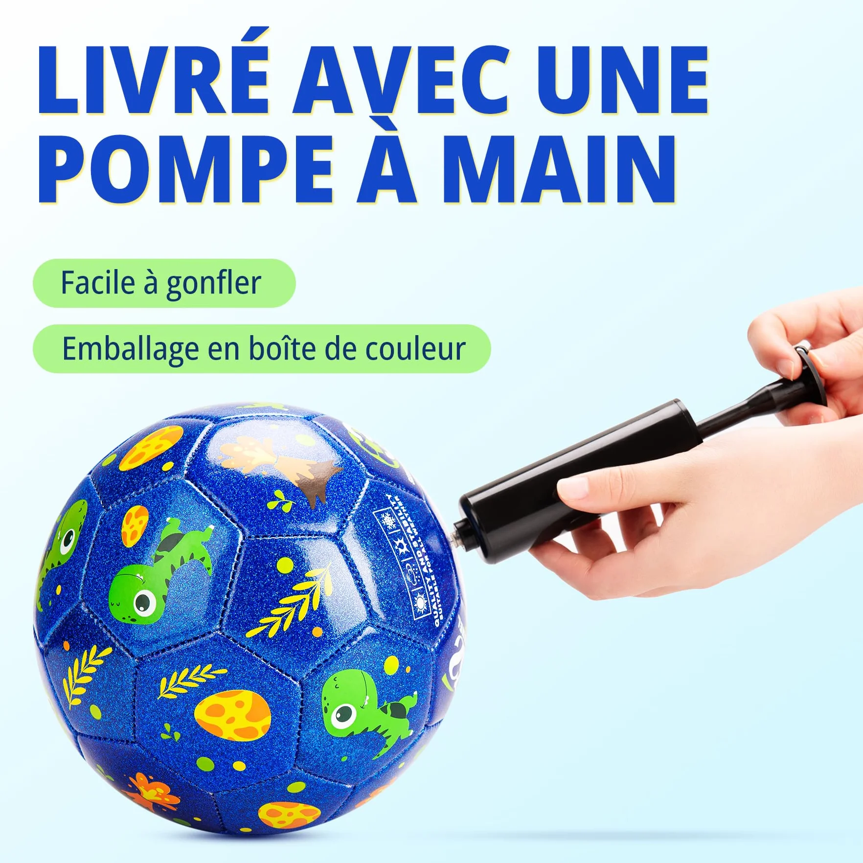 Ballon de Football Taille 2 pour Enfants Dinosaures Cadeau Garçons Filles Extérieur Pelouse 2-6 Ans