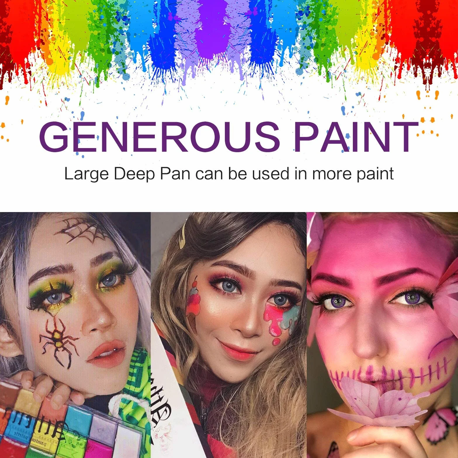 UCANBE Peinture Corporelle 20 Couleurs avec 10 Pinceaux - Maquillage Visage Longue Durée Sécurité - Ensemble pour Enfants Adultes Théâtre Carnaval Halloween
