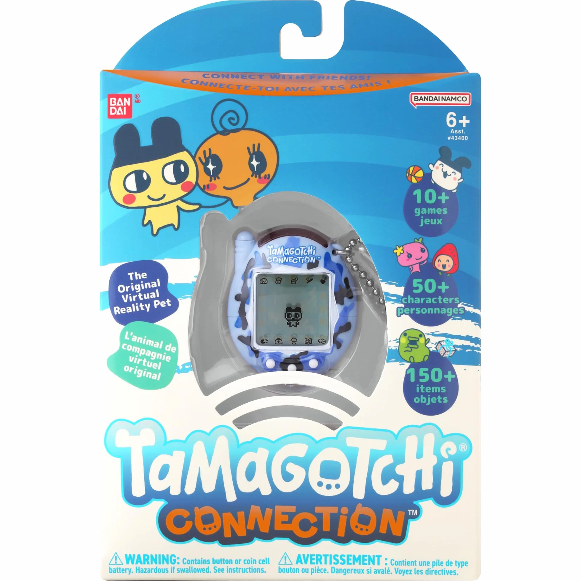 Tamagotchi Connection Wild Blue – Jouet original Cyber Pet des années 90 avec chaîne