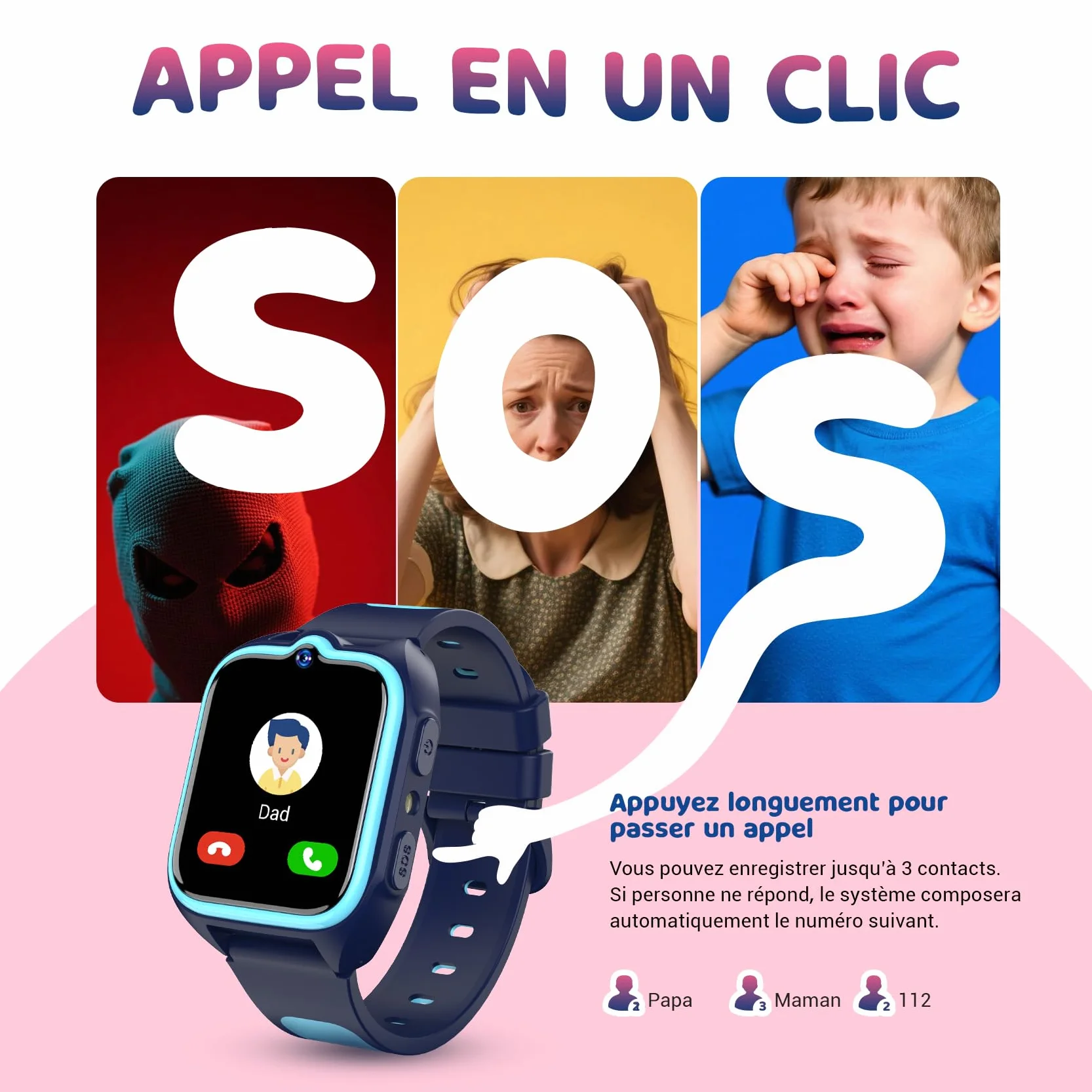 Blackview Montre Connectée Enfant GPS LBS WiFi Appel Vidéo 4G HD SOS