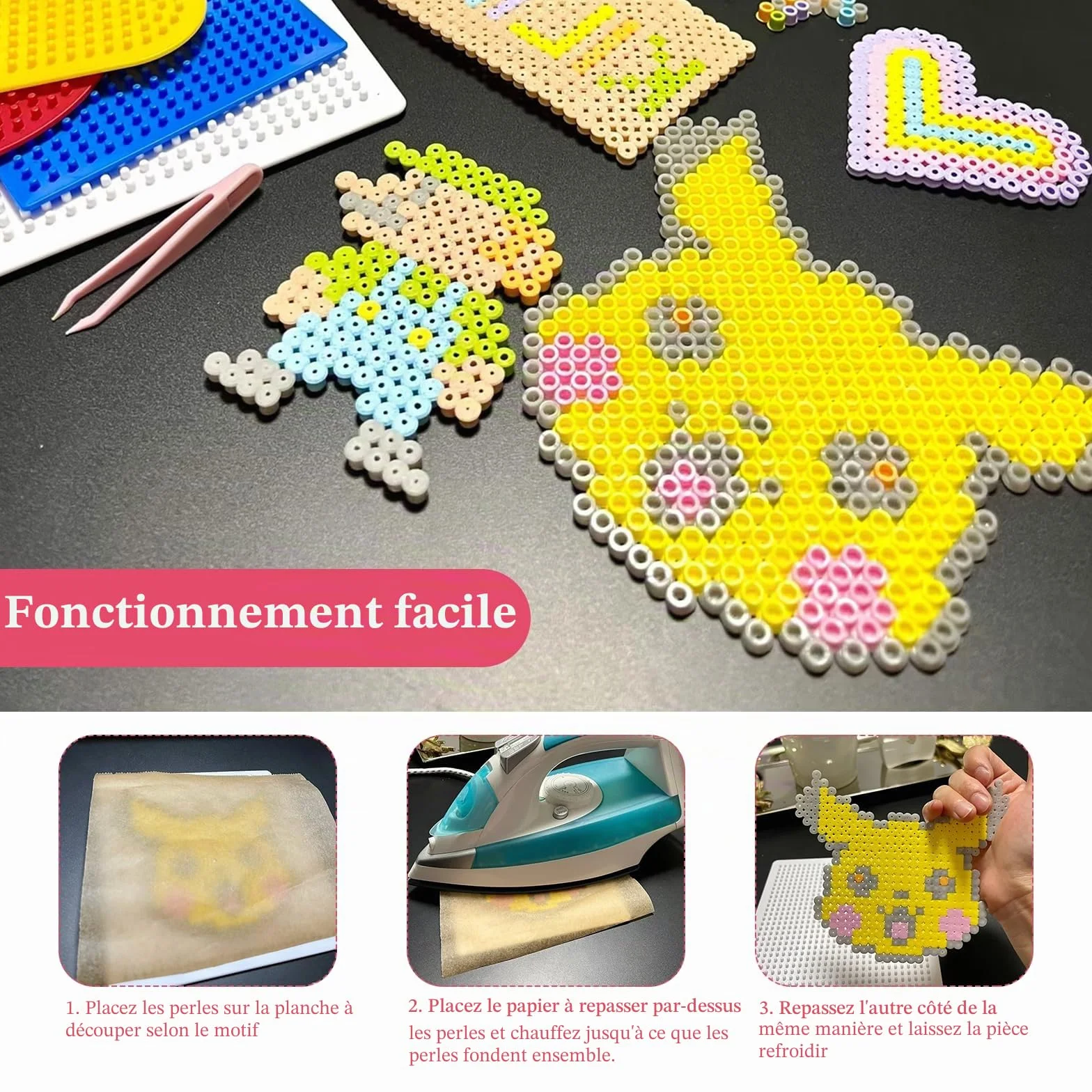 Kit de Perles à Repasser 5mm 10000 Pièces 50 Couleurs Enfants DIY Cadeau