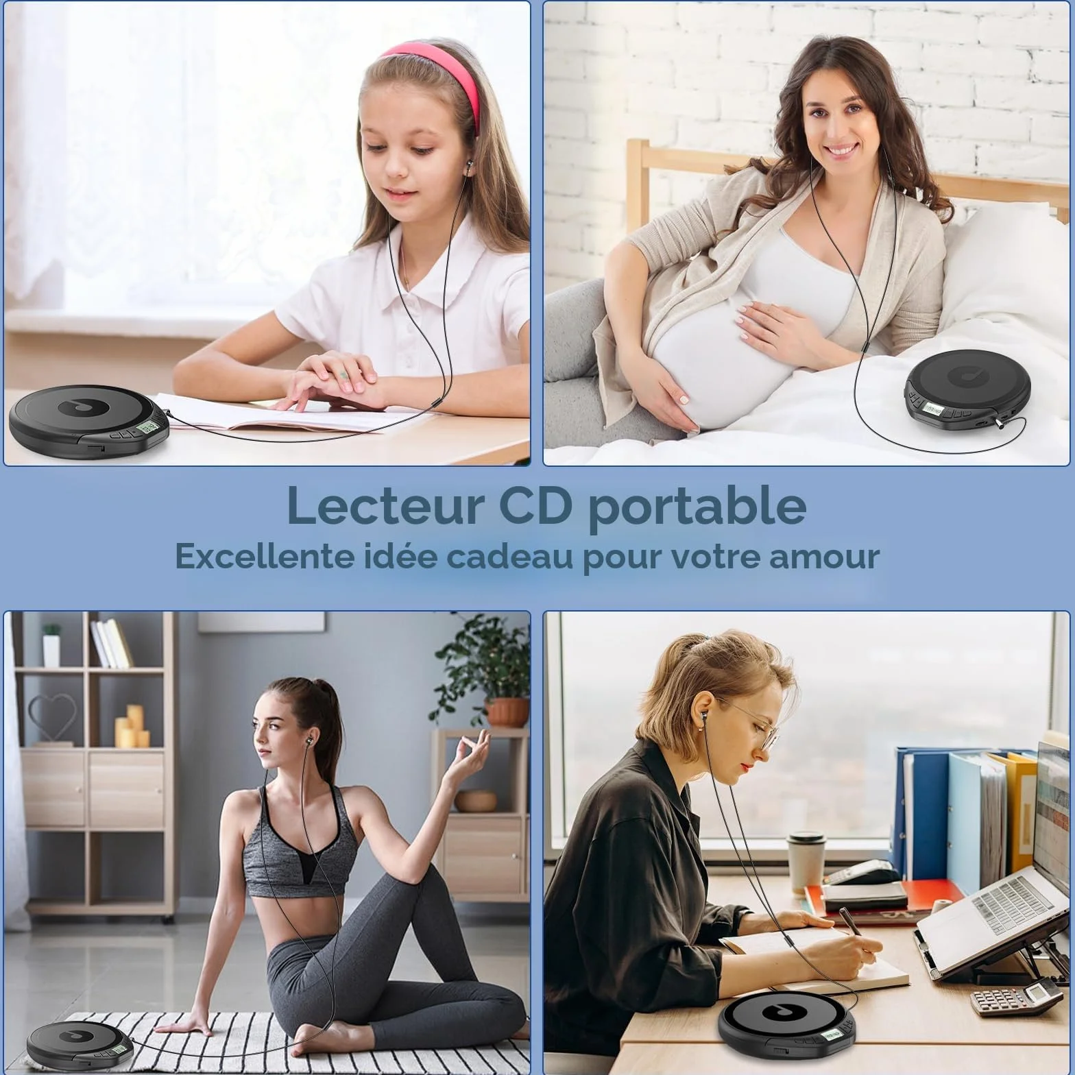 Gueray Przenośny Odtwarzacz CD dla Dzieci z Ekranem LCD, Słuchawkami i Funkcją Pamięci