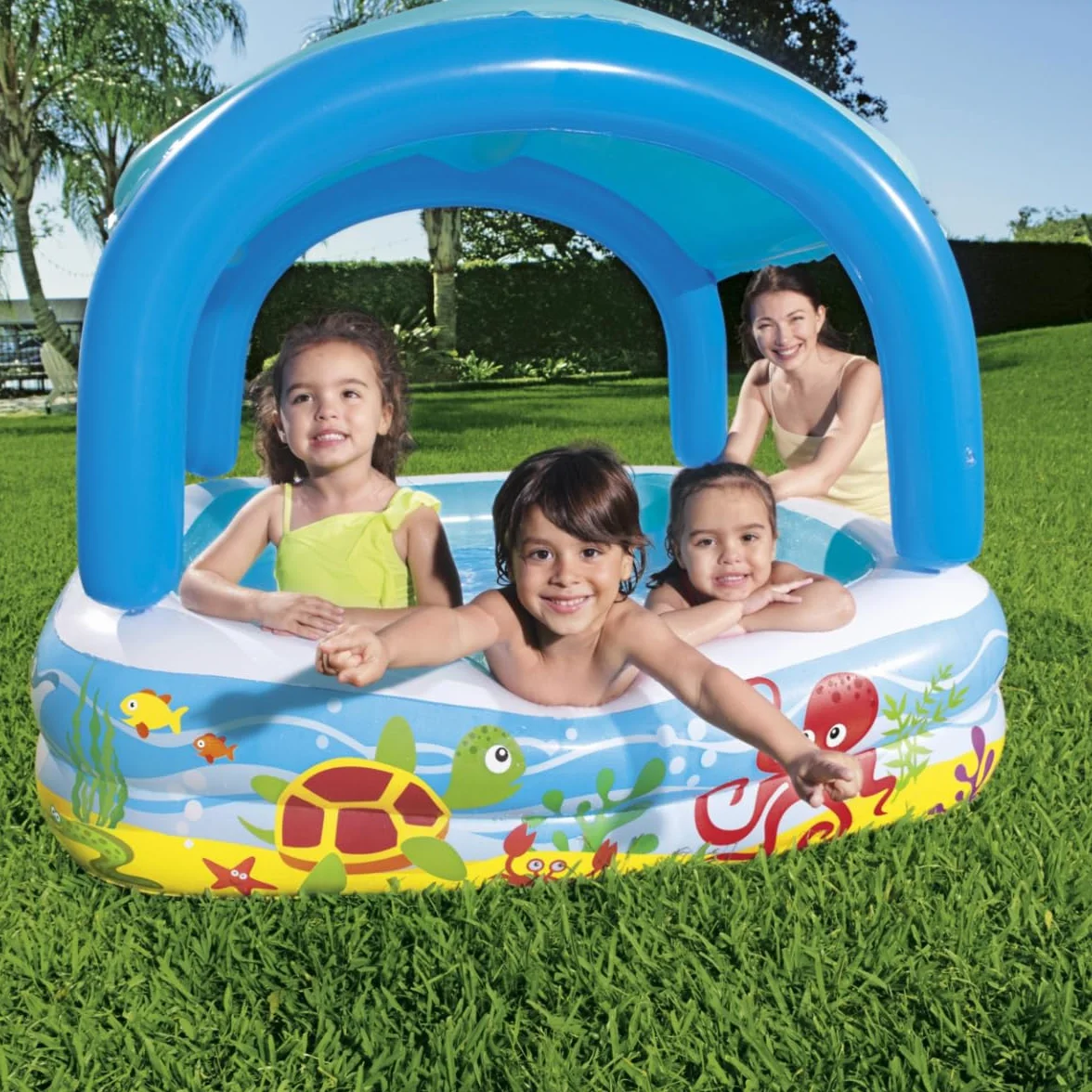 Bestway Piscine de jeu avec auvent bleu 140x140x114 cm