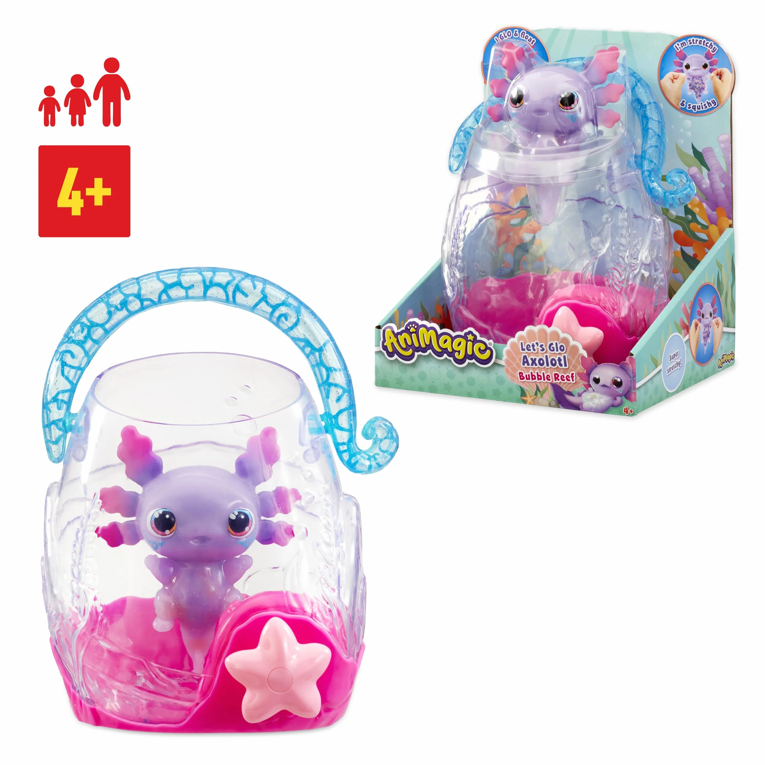 ANIMAGIC Aquarium Axolotl Transporte Ton Axolotl Lumineux Jeu Sensoriel Interactif Enfants 4 Ans