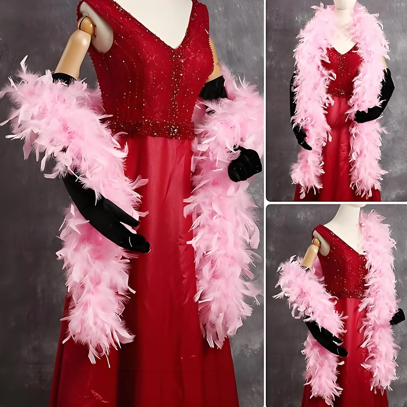 Boa en Plumes Roses 2M, Châle en Plumes avec Lunettes Cœur, Accessoire Danse Mariage Fête Cosplay Halloween