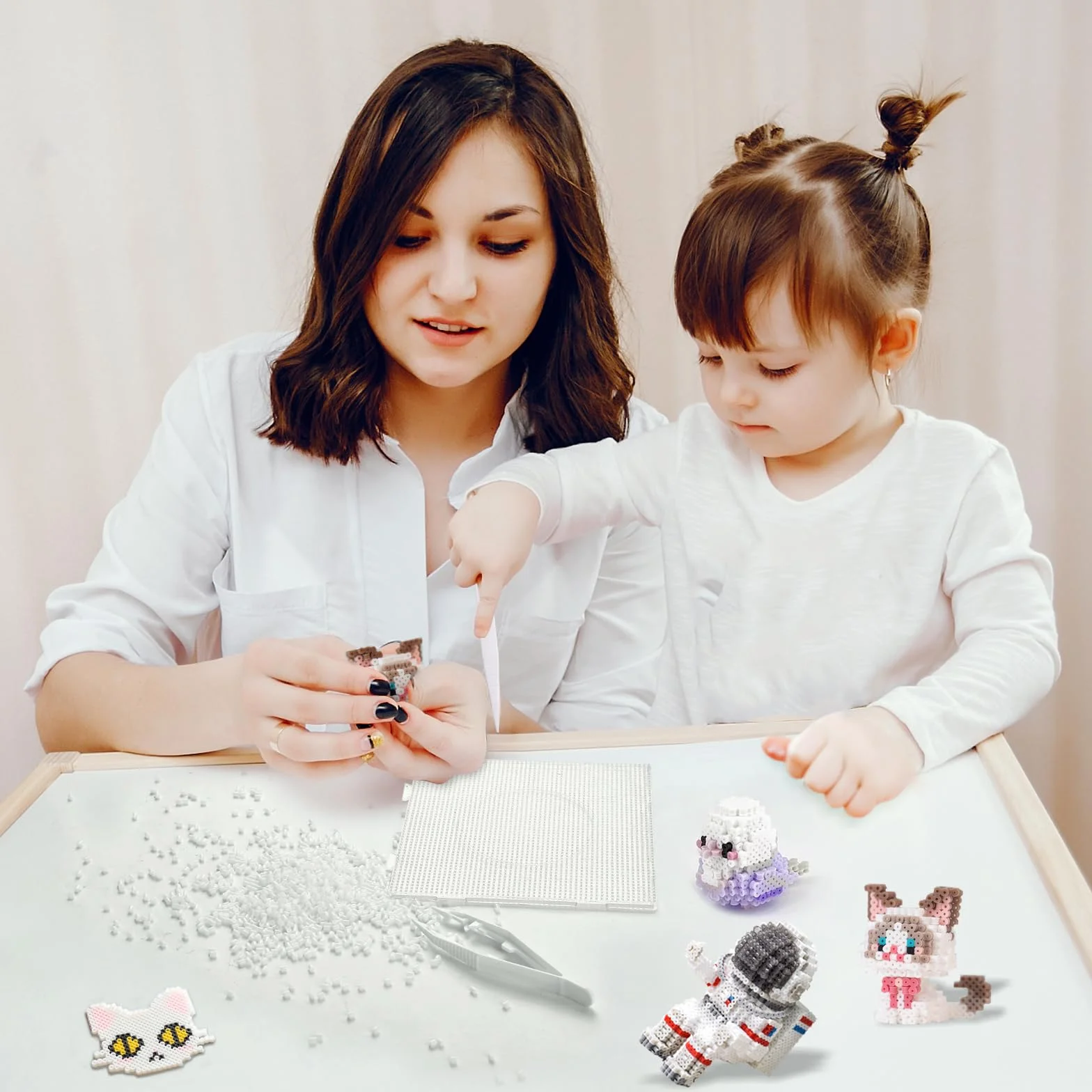 Perles à Repasser 2.6mm Mini Sachet de Recharge Noir-Blanc pour Enfants DIY