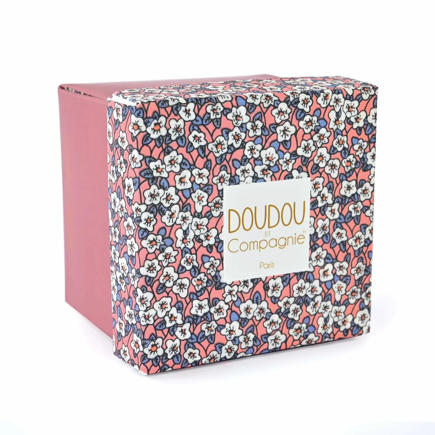 Doudou et Compagnie BOH'AIME Pantin Lapin avec Doudou Boîte en Forme de Fleur Rose Idée Cadeau de Naissance