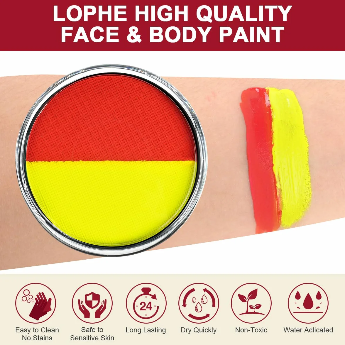 LOPHE Maquillage Fard Aquarellable Pot Peinture Visage Corps 30g Jaune Orange
