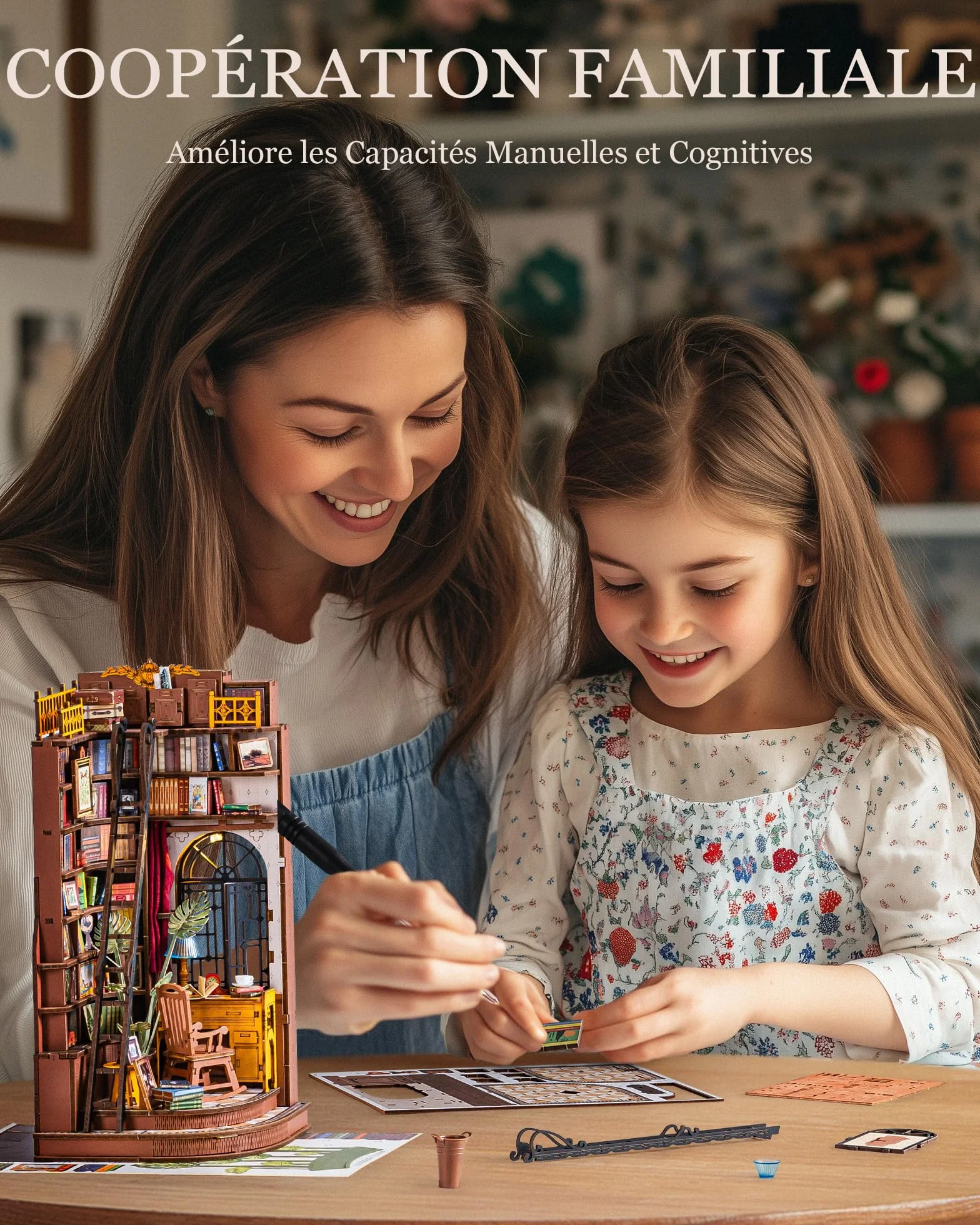 Rolife Book Nook Kit Maison Miniature à Construire DIY en Bois avec Lumières Silent Corner Study 3D Puzzle
