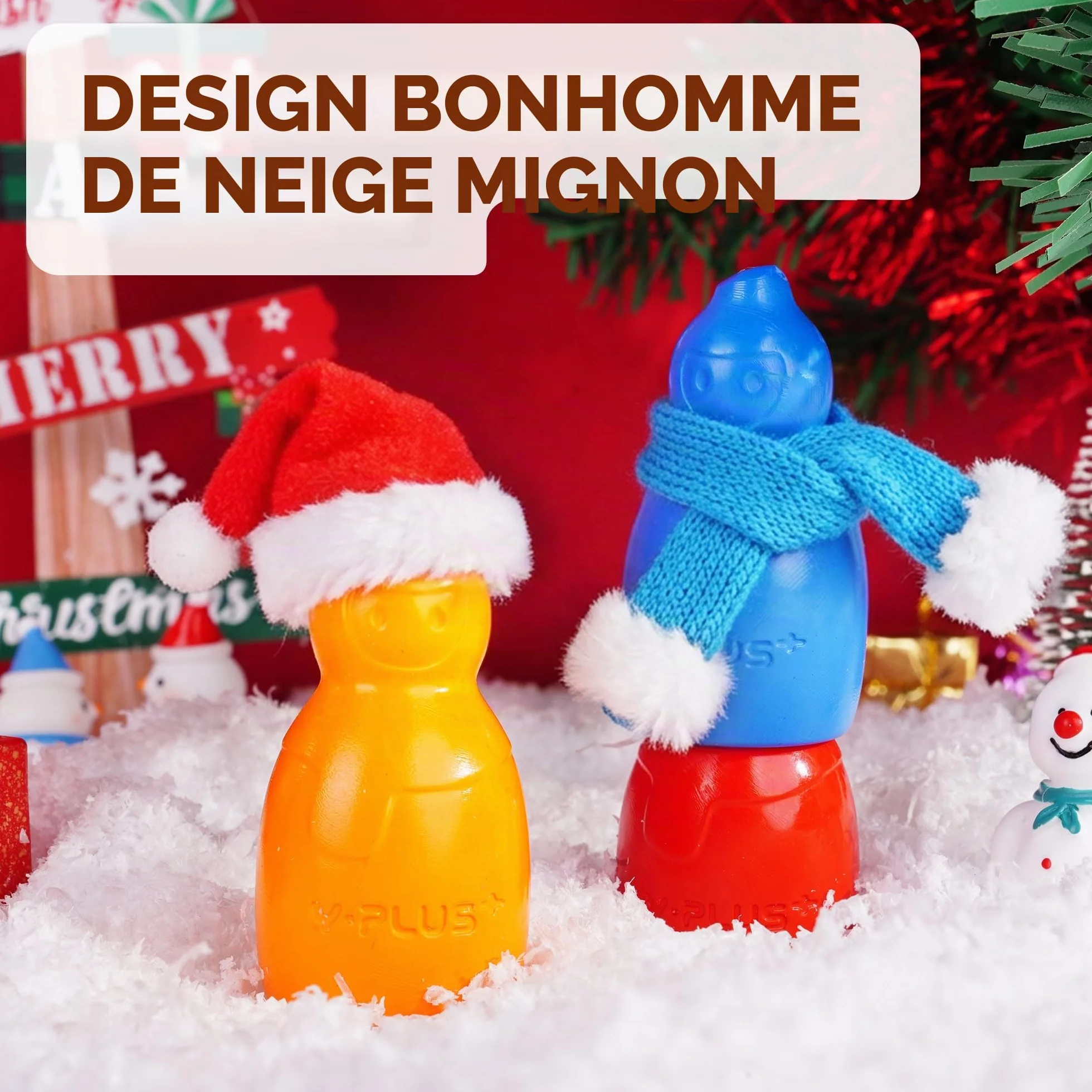 YPLUS Crayons de Cire Empilables Bonhomme de Neige – 8 Couleurs Vives, Lavables et Non Toxiques
