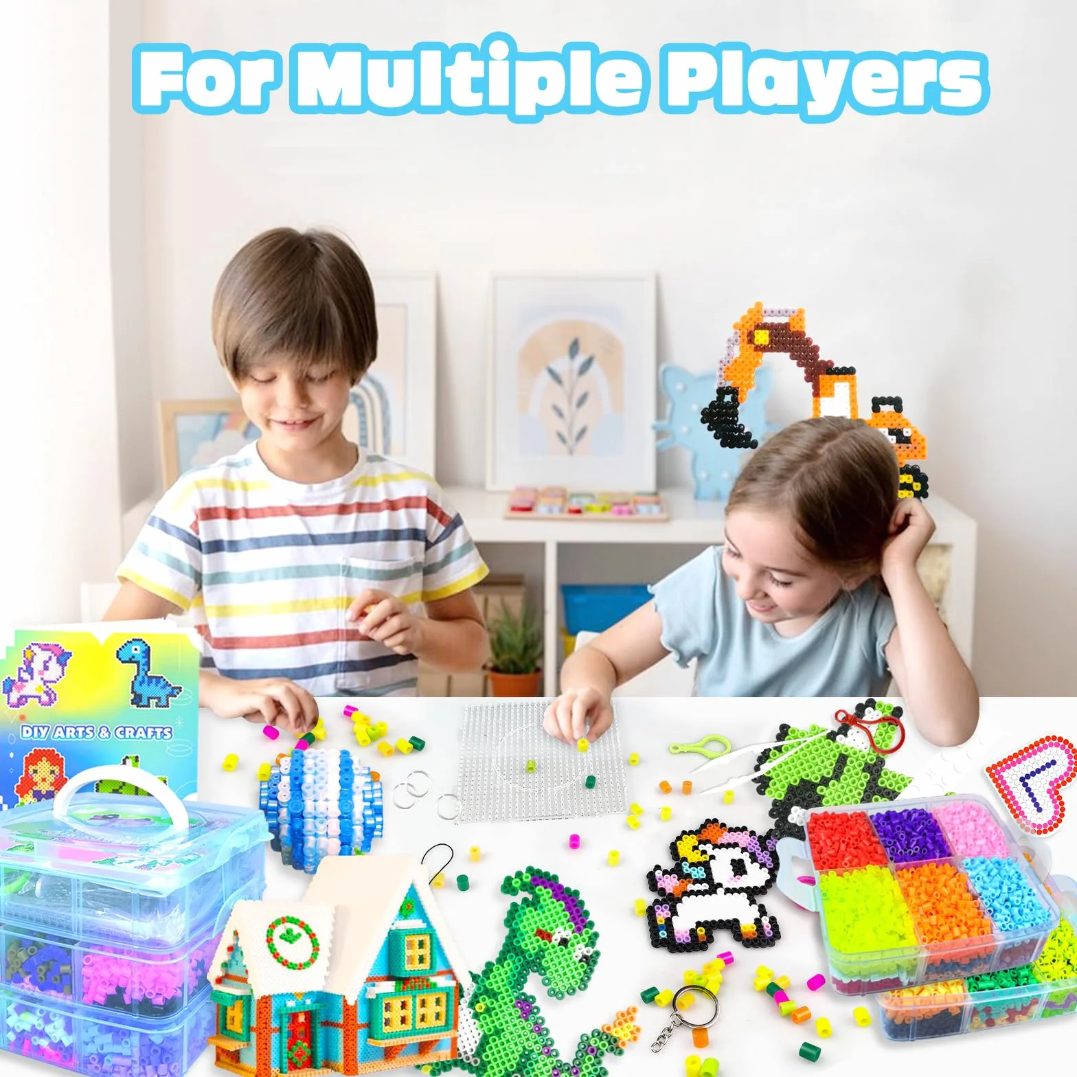 Set de Perles à Repasser 11000 Pièces avec Boîte de Rangement et Plaques, DIY Loisirs Créatifs (5mm)