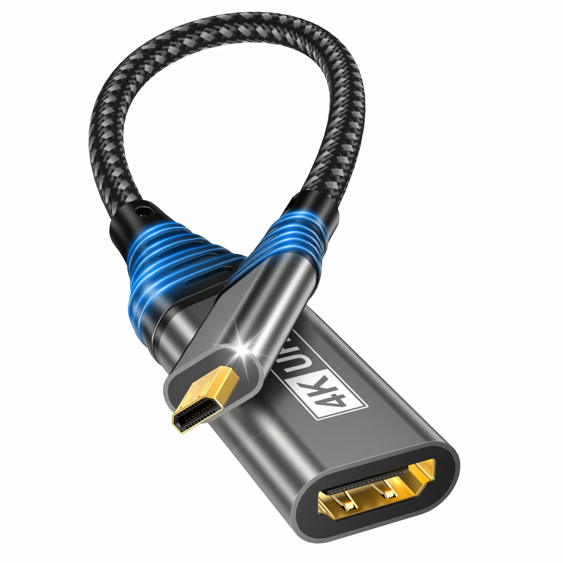 Micro HDMI vers HDMI Adaptateur 4K 60 Hz 3D 1080P Type D vers A Ethernet HDR ARC compatible Raspberry Pi 5/4
