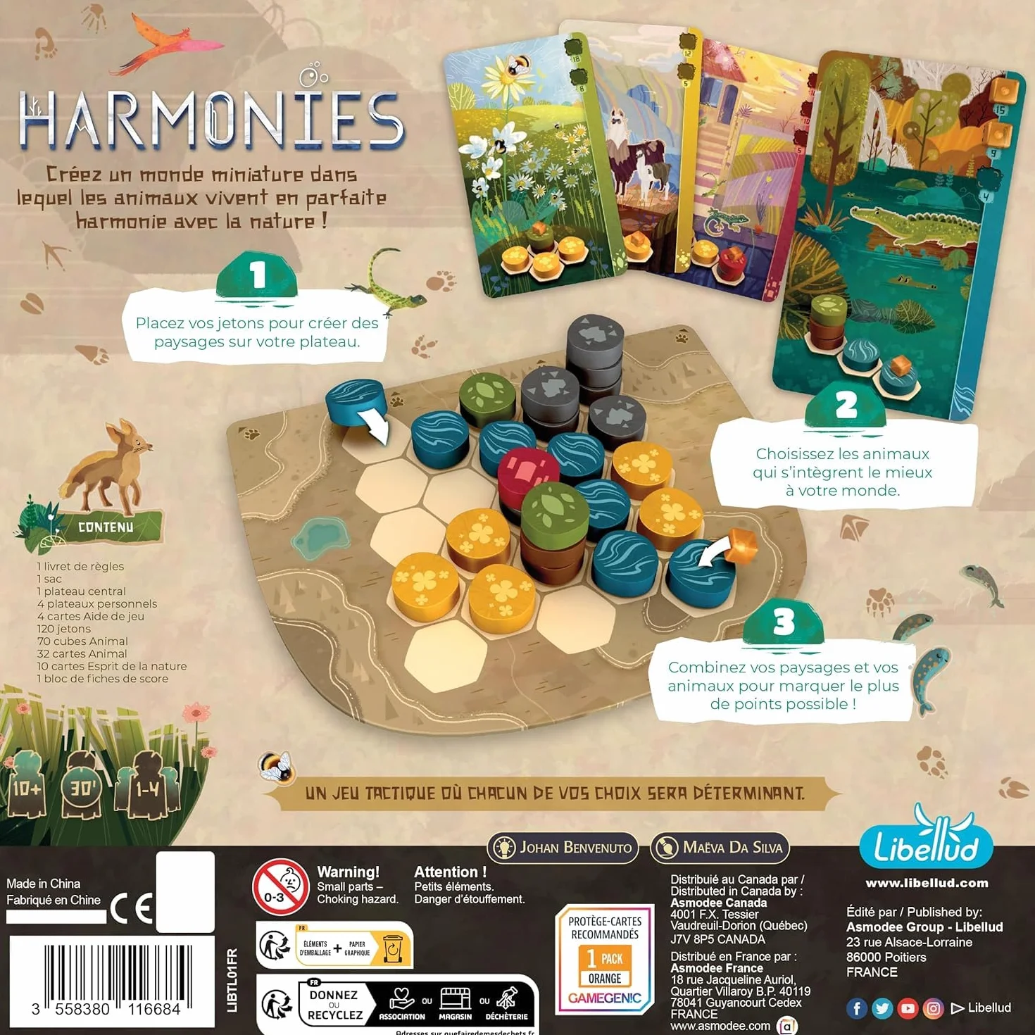 Asmodee Harmonies Jeu de Société Enfants dès 10 Ans Création de Paysages et Habitats pour Animaux Stratégie Version Française
