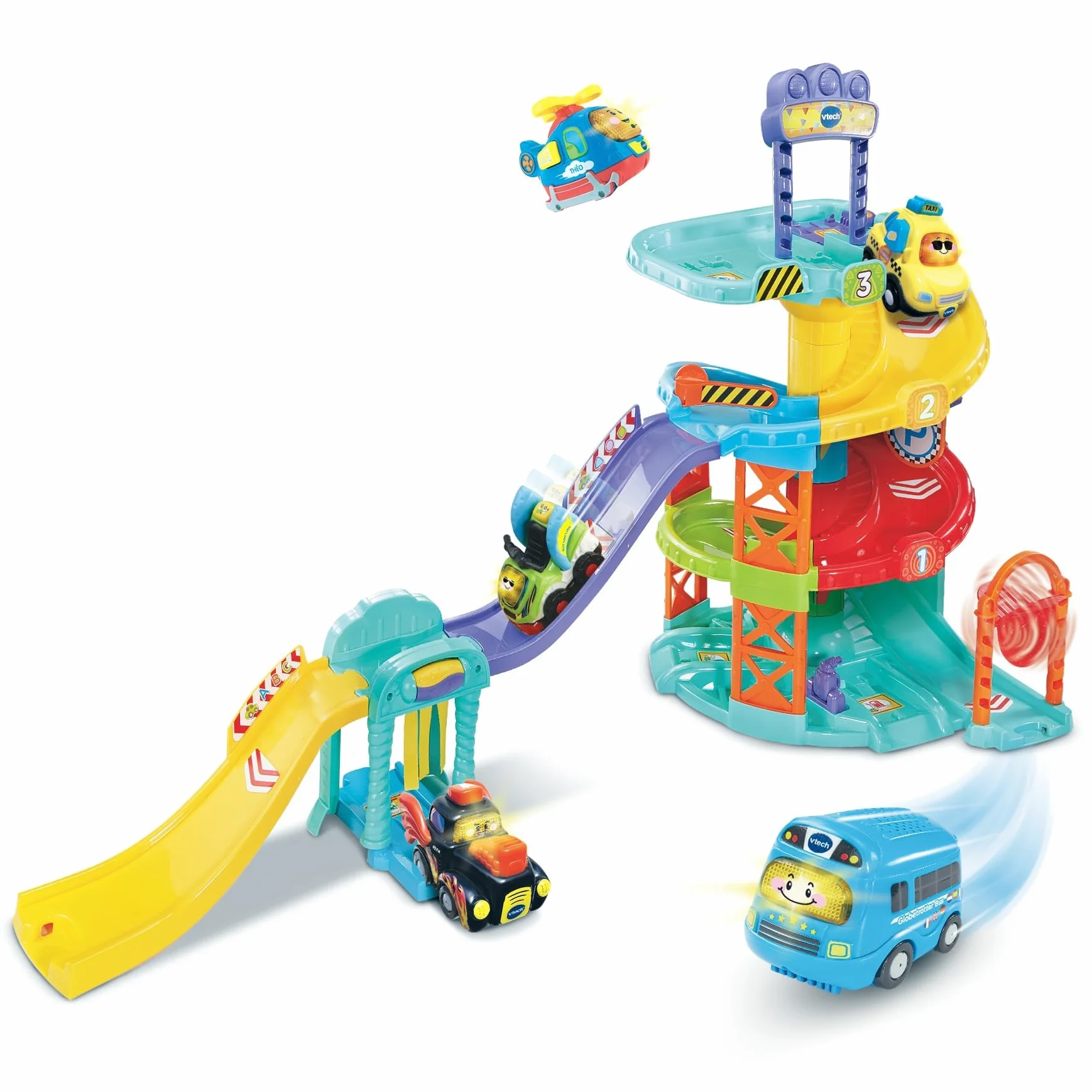 VTech Tut Tut Bolides Globetrotter Super Set Bus Globe-Trotteur Multilingue Circuit Voitures 6 Zones Magiques