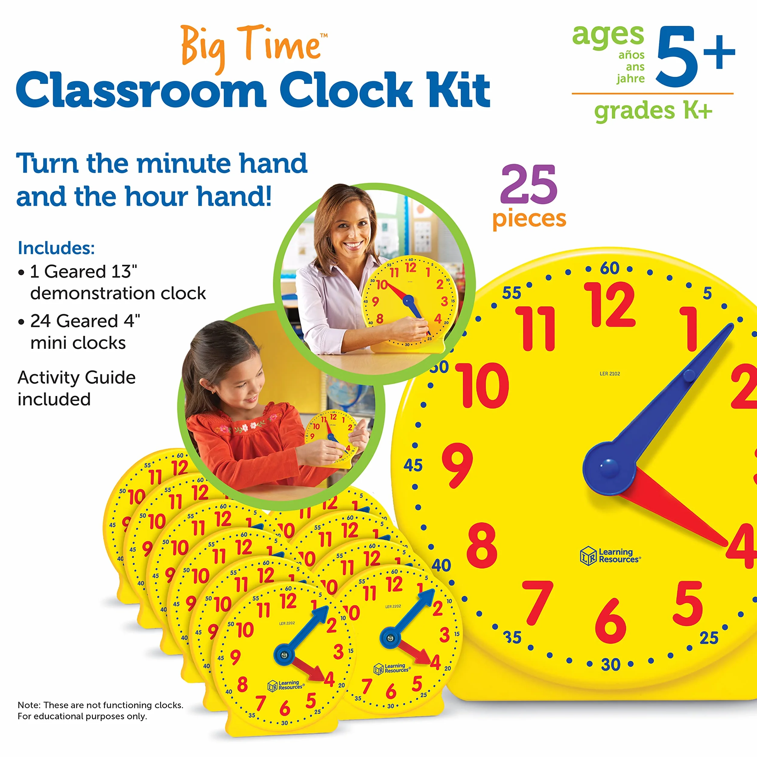 Learning Resources Kit d'Horloges Big Time pour la Classe LER2102