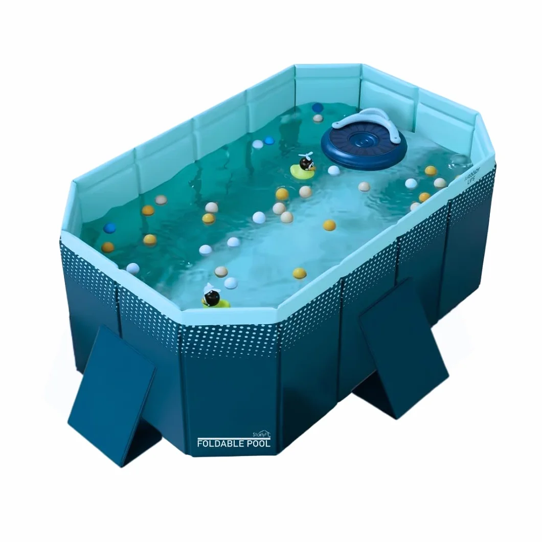 INDUSTEX Piscine Pliable Foldable Pool, Piscine pour Enfants et Adultes Portable, Piscine Amovible, Baignoire, Piscine pour Animaux de compagnies (130 x 90 x 45 cm)