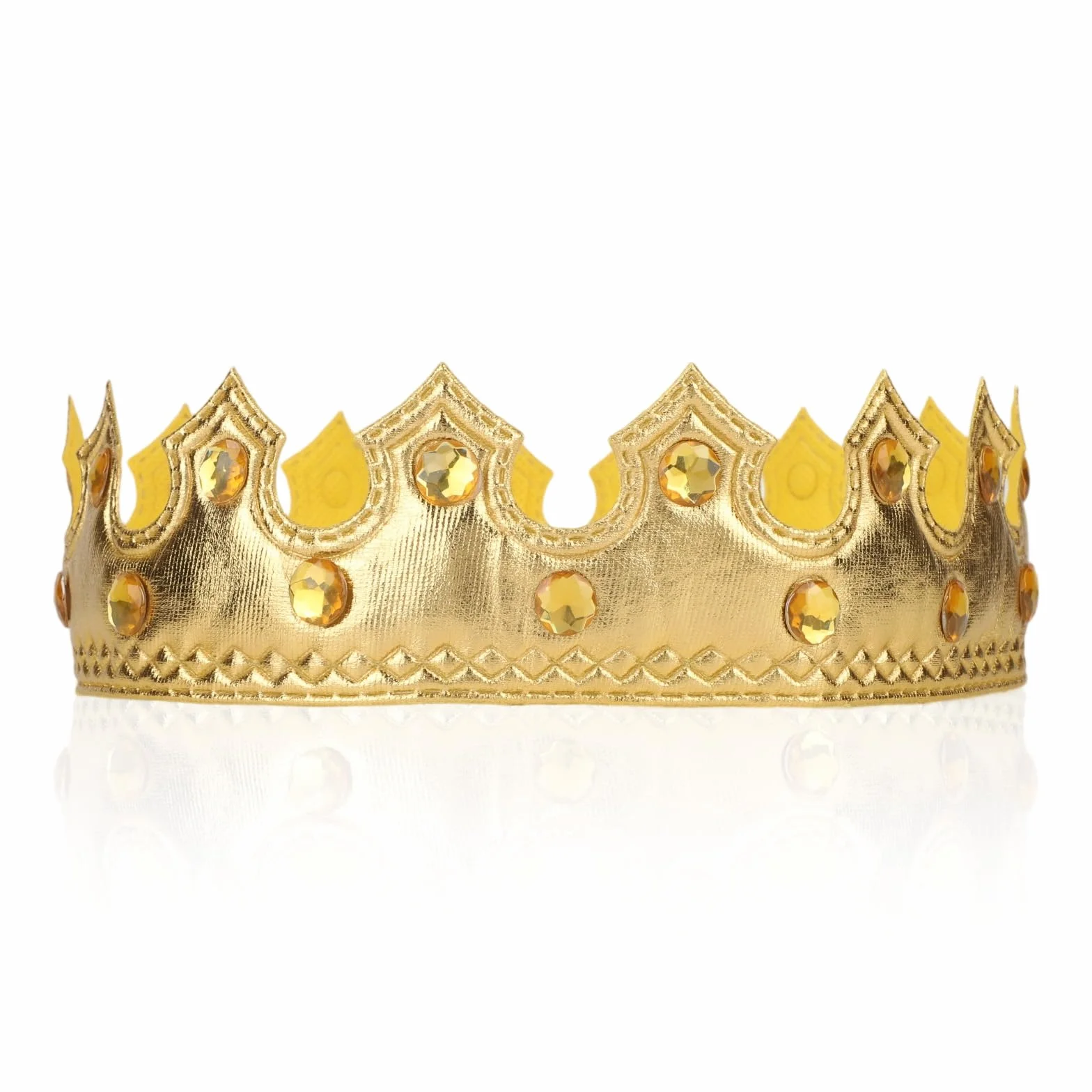 Couronne Royale Dorée avec Pierres Précieuses pour Enfants - Accessoire de Costume Anniversaire Halloween