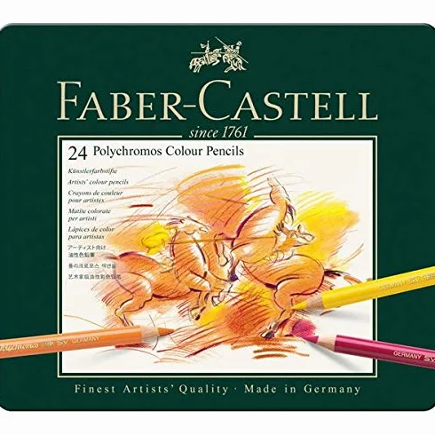 Faber-Castell Lot de 24 Crayons de Couleur Polychromes Boîte Métal