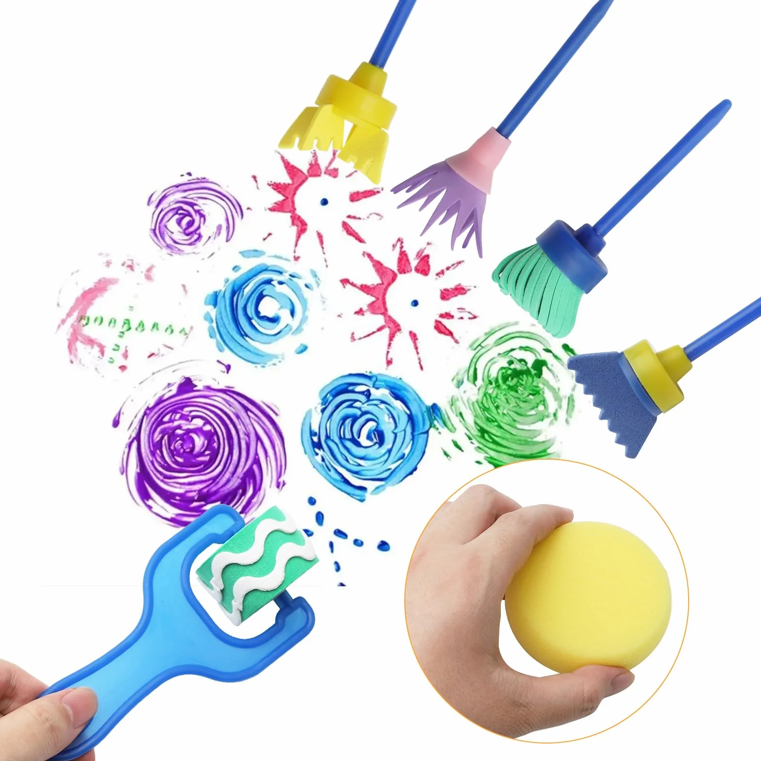 APOMOONS Kit Pinceau Éponge 30 Pièces, Peinture Enfant Set Bricolage Artisanat