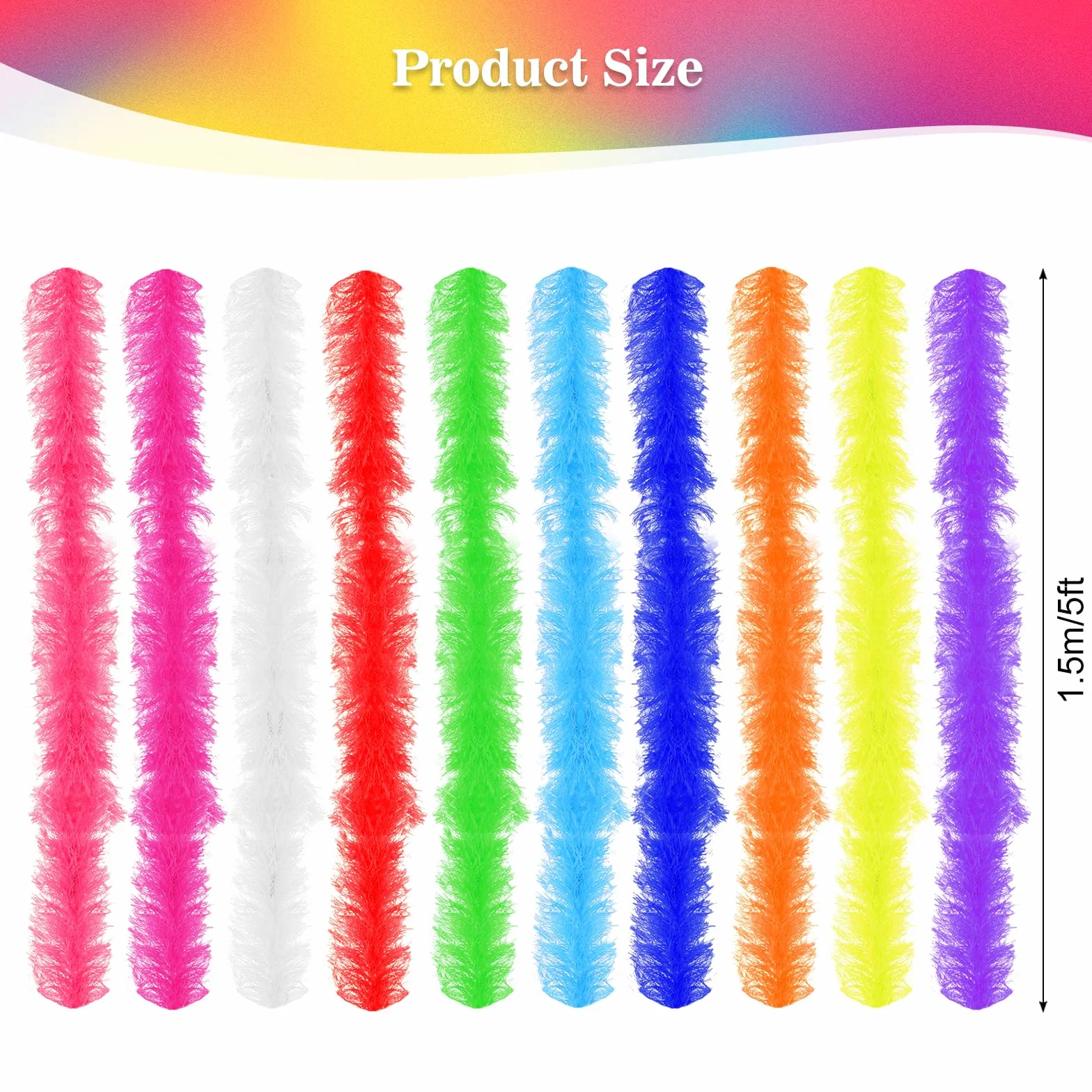 Boas en plumes artificielles colorées 1,5 m lot de 10 pour femme Halloween mariage Noël