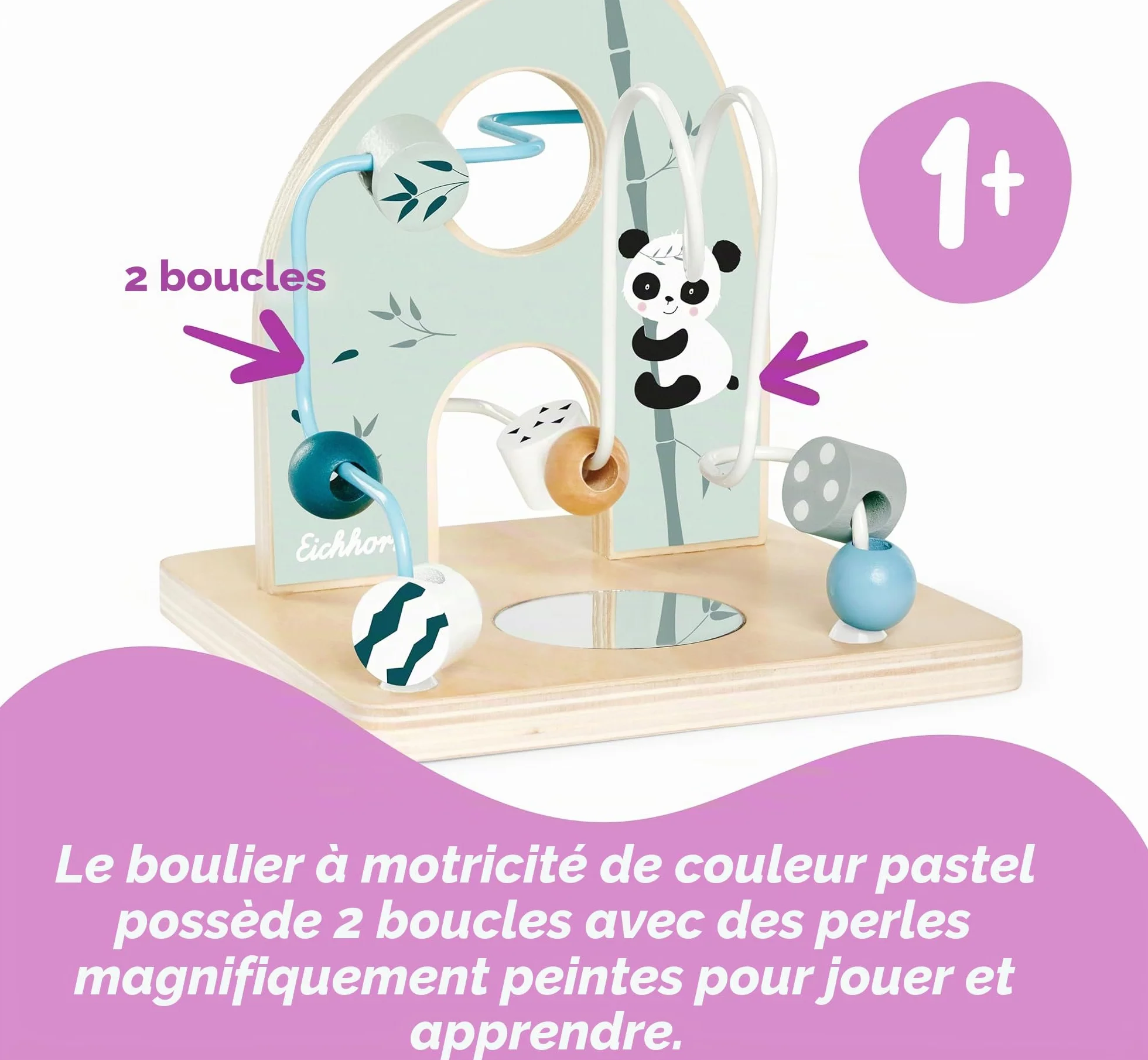Eichhorn Panda Labyrinthe Perles Bois 2 Circuits Dès 12 Mois