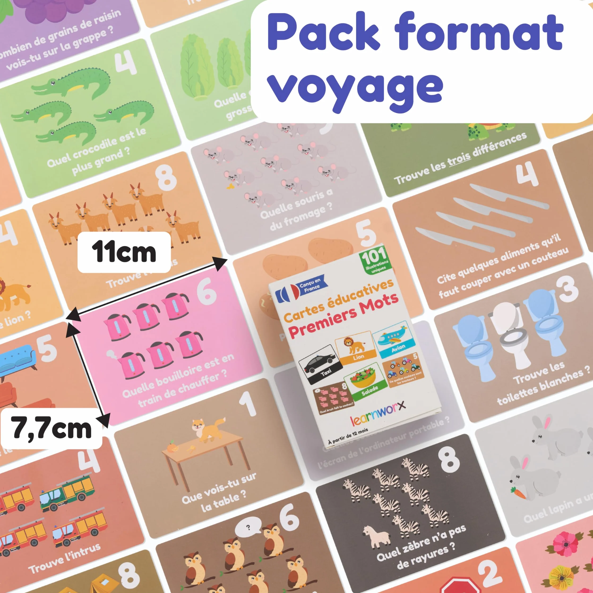 Cartes Éducatives Premiers Mots Flashcards Enfants 1-3 Ans 101 Supports d’Éveil Uniques