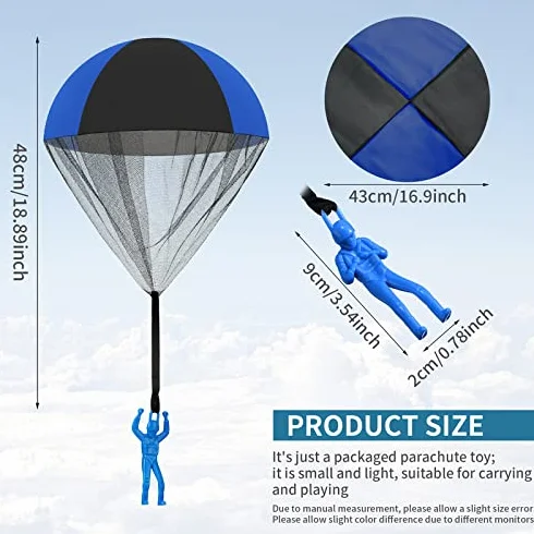 Skylety Jouet de Parachute pour Enfants Volant Extérieur sans Enchevêtrement Bleu Noir