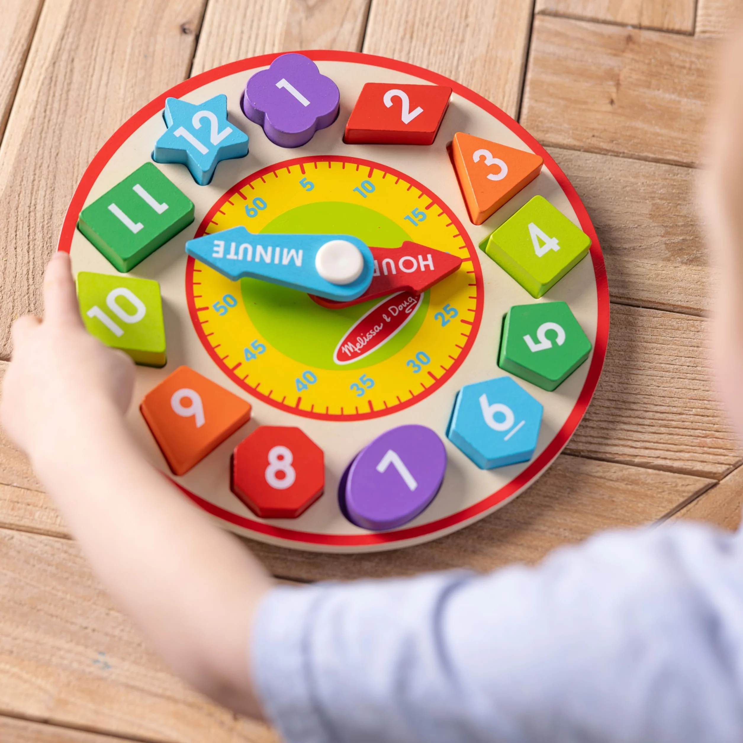 Melissa & Doug Horloge De Tri De Formes, Jouet en bois pour enfants d'eveil et d'apprentissage, Cadeau pour garçon ou fille