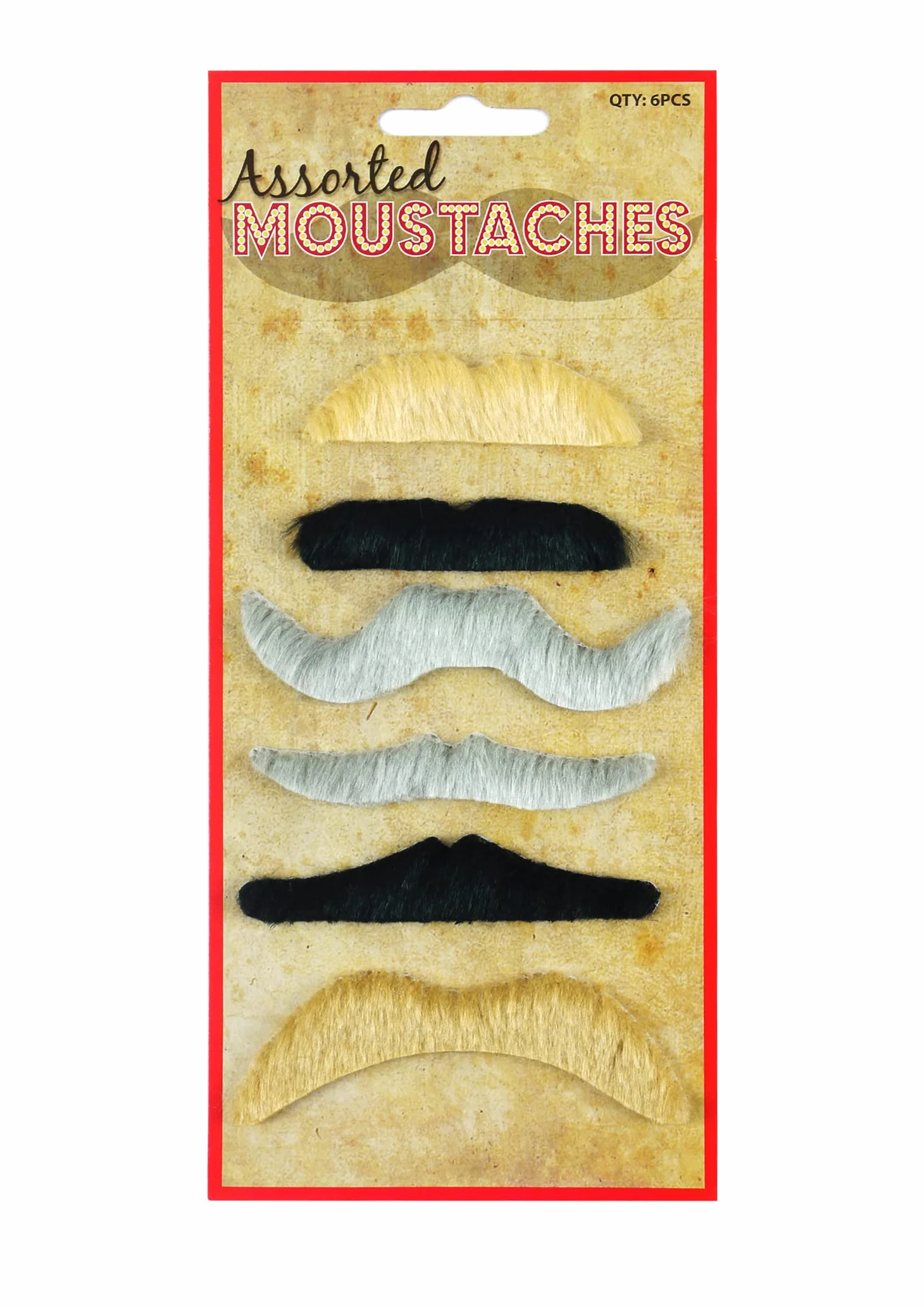 Assortiment de 6 fausses moustaches Accessoire Déguisement