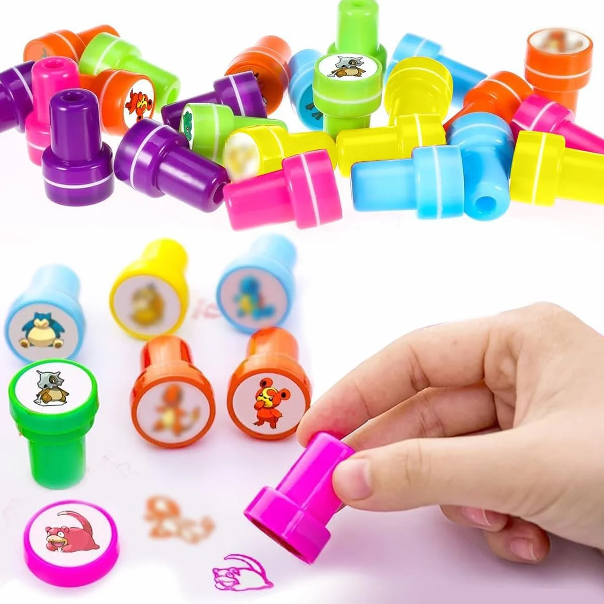 LGZIN Lot de 24 Tampons Enfants Animaux Coffret Tampon Encreur Motif Dessin Animé