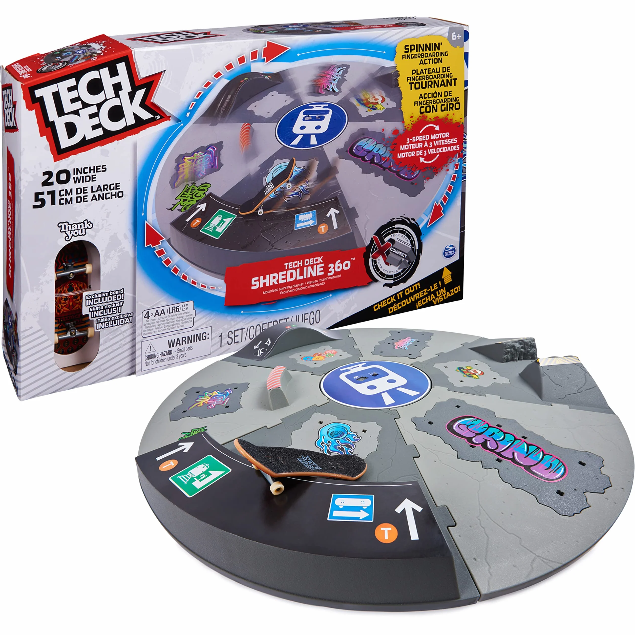 Tech Deck Finger Skate Rampe Motorisée Rotative 360° 50 cm - X-Connect - Jouet Enfant 6 Ans+