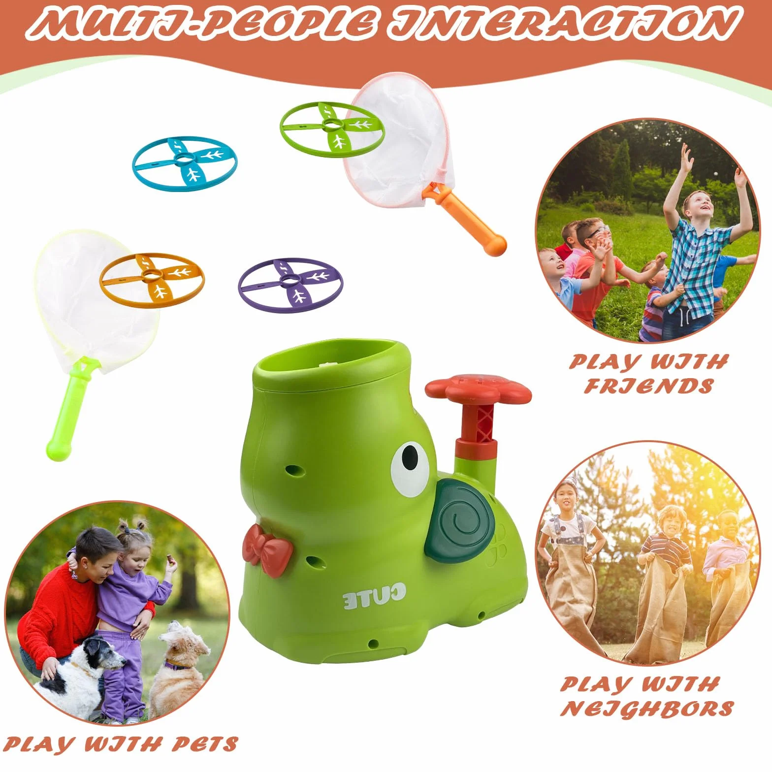 Chiluxendo Jeux Exterieur Enfant Vert Lanceur de Soucoupe Volante à Pied Jouet Coordination Mains Pieds Yeux