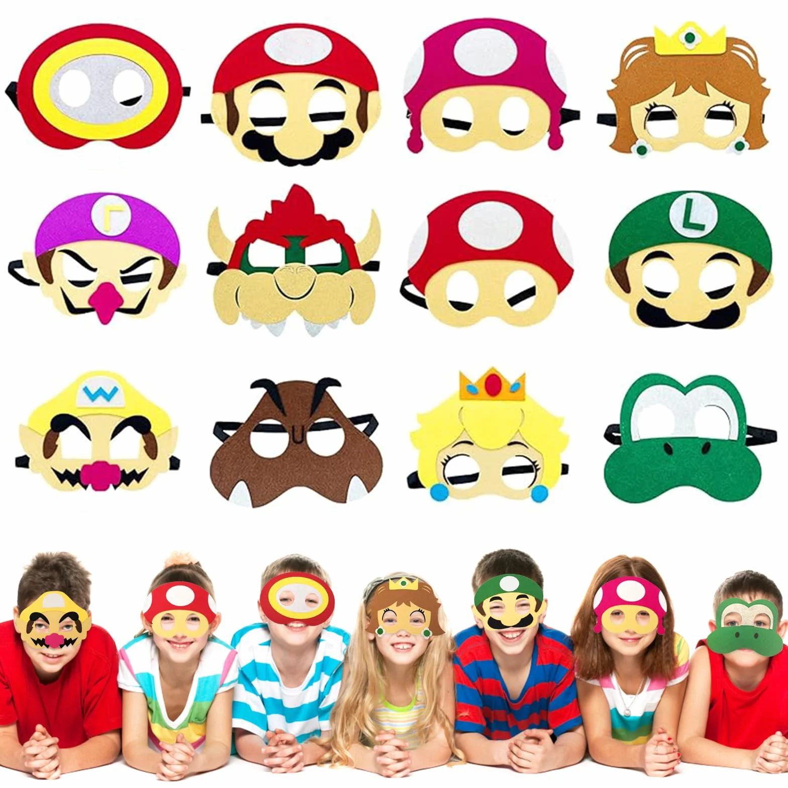 LURICO 12 Pièces Masques pour Enfants, Masque de Feutre, Déguisement Cosplay Fête Anniversaire Halloween Noël