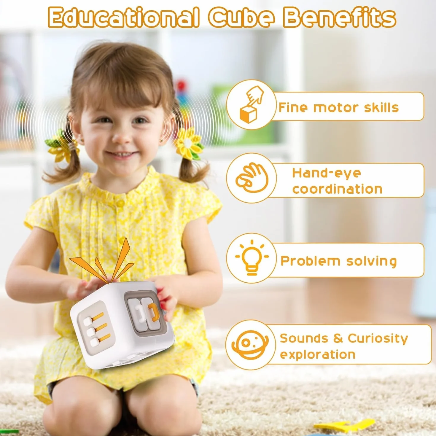 Zikenis Jouets Montessori 6 en 1 Cubes éducatifs pour bébés 1-3 Ans