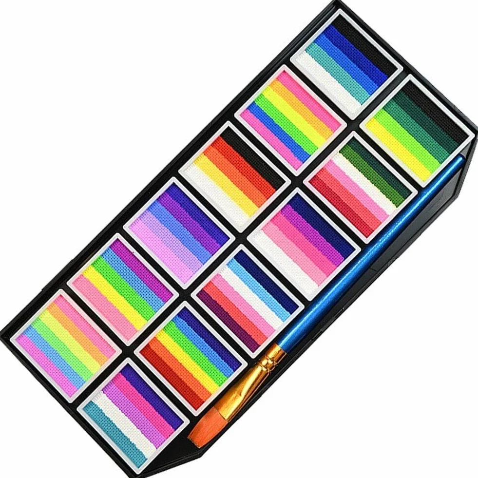 Palette de Peinture pour Visage Halloween, Peinture Corporelle Néon, Maquillage Arc-en-Ciel pour Enfants