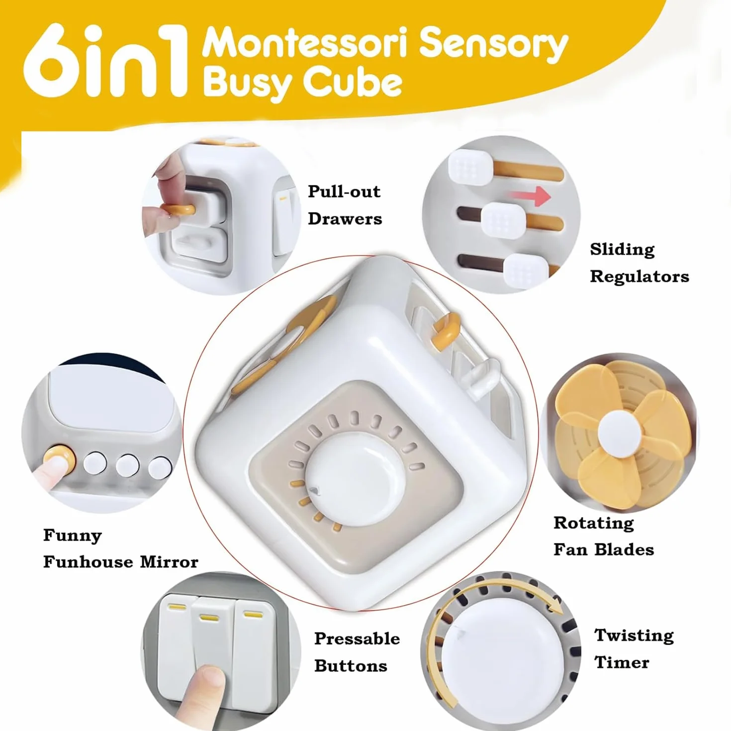 Zikenis Jouets Montessori 6 en 1 Cubes éducatifs pour bébés 1-3 Ans