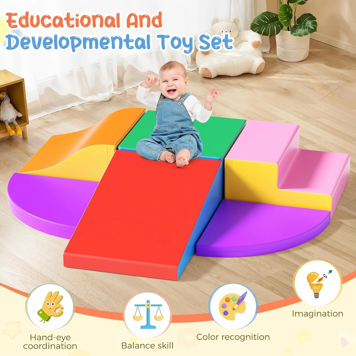 Blocs de construction en mousse pour enfants, lot de 6, non toxiques, sans odeur, housse antidérapante, escalade d'intérieur
